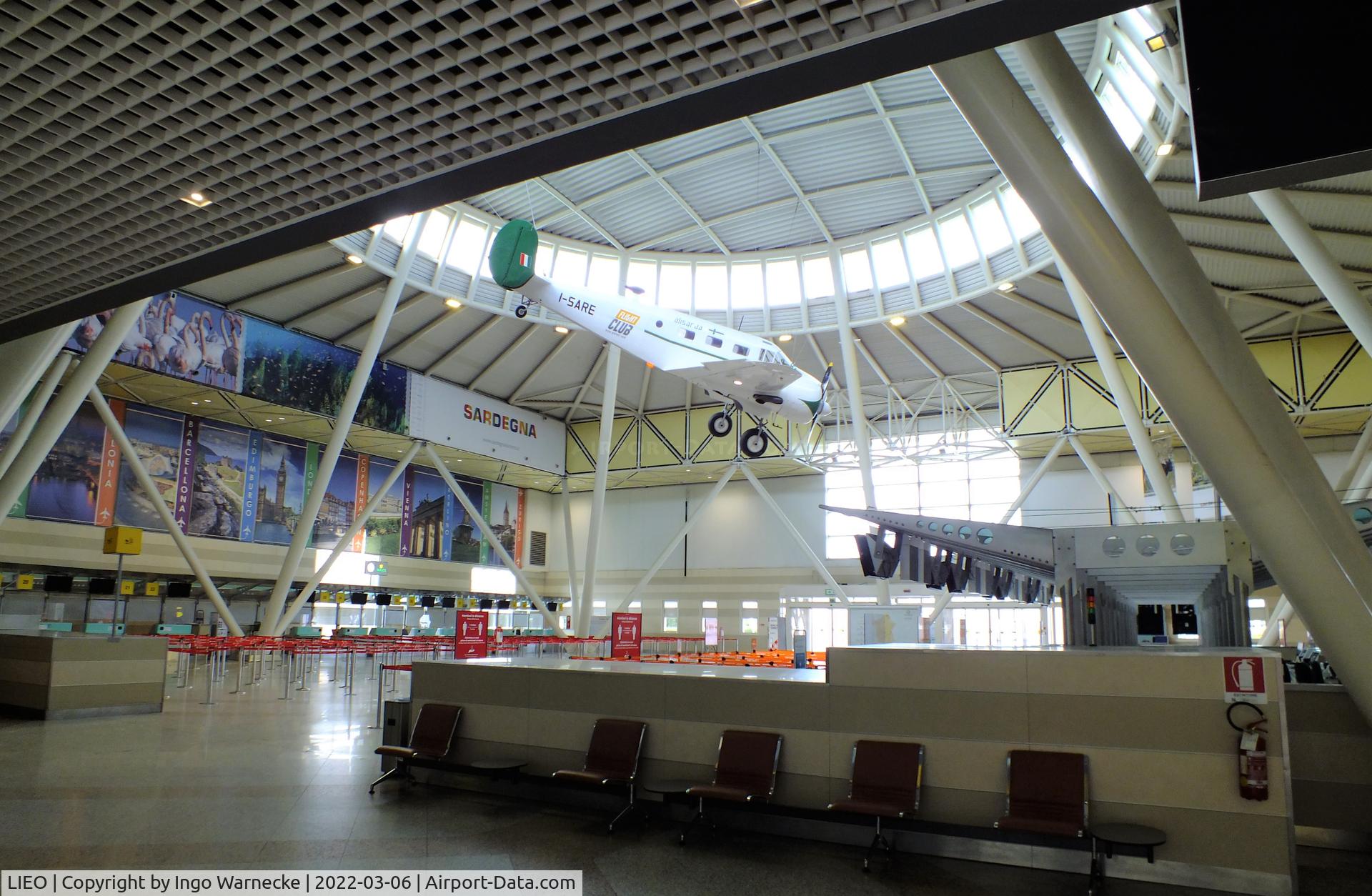 Olbia Airport, Costa Smeralda Airport Italy (LIEO) - the departures hall inside the main terminal of Olbia/Costa Smeralda airport