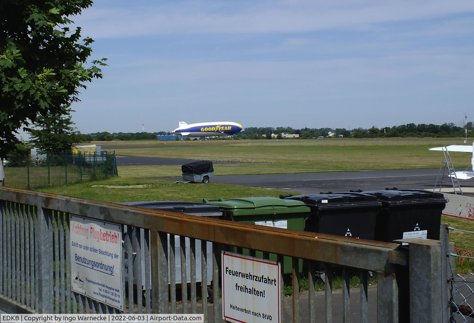 Bonn-Hangelar Airport, Sankt Augustin Germany (EDKB) - looking across the airfield from the tower to the temporary Zeppelin landing area at Bonn-Hangelar airfield