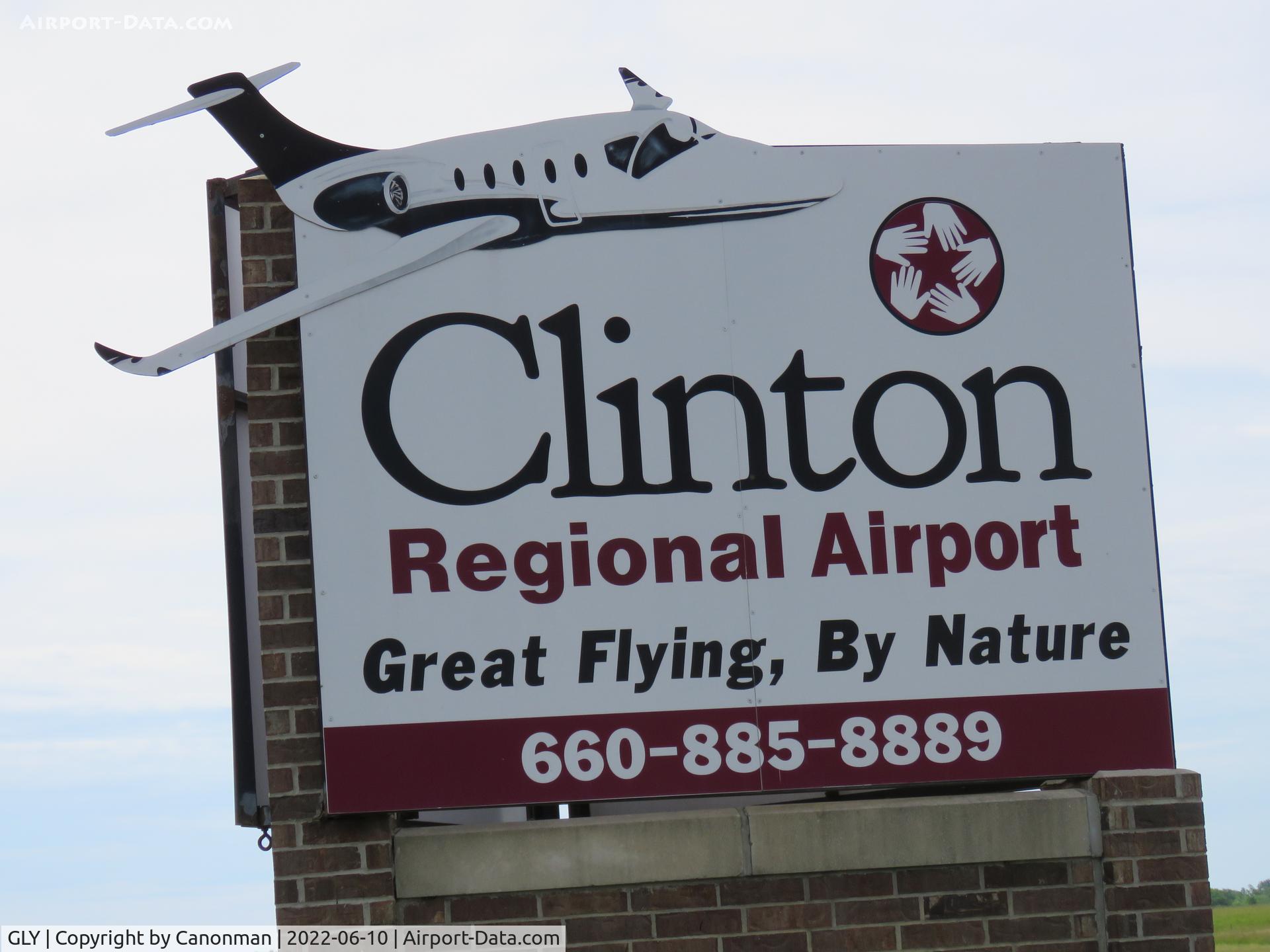 Clinton Memorial Airport (GLY) - Highway Sign