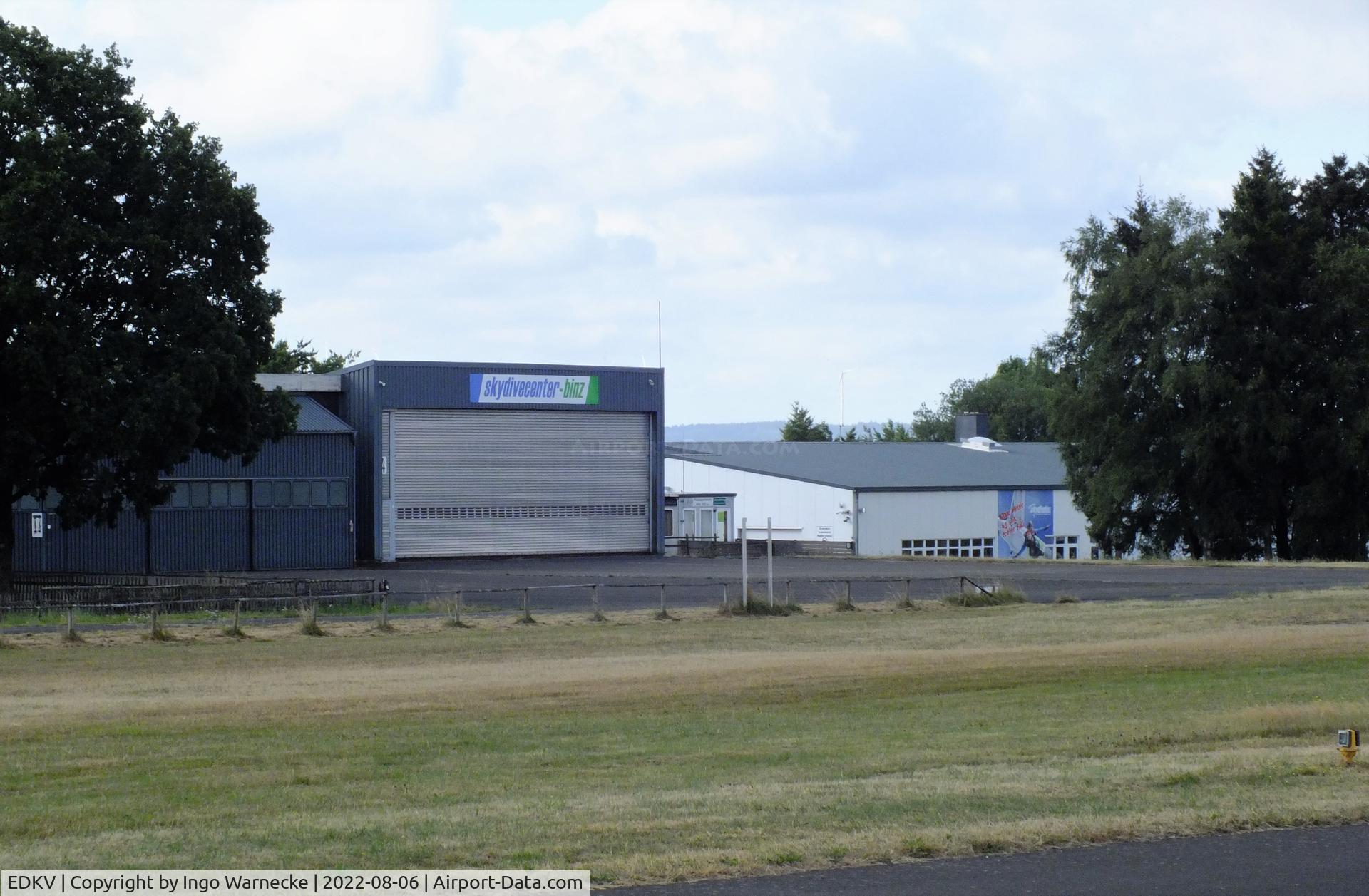 Dahlemer Binz Airport, Dahlem Germany (EDKV) - view across the airfield of eastern buildings and hangars at Dahlemer Binz airfield