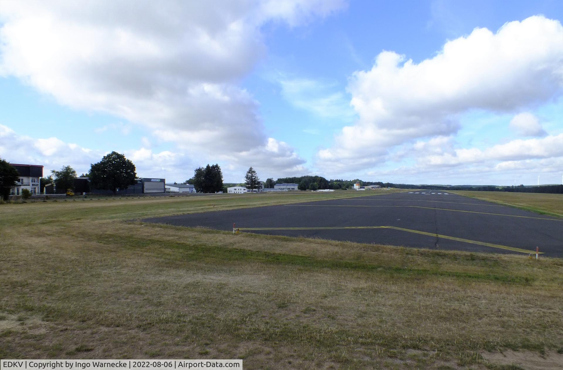 Dahlemer Binz Airport, Dahlem Germany (EDKV) - runway, buildings and hangars at Dahlemer Binz airfield seen from the east