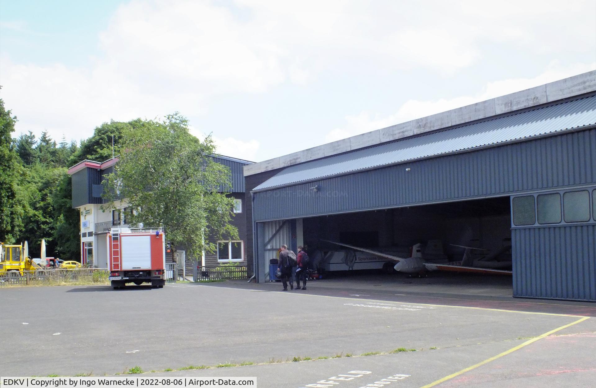 Dahlemer Binz Airport, Dahlem Germany (EDKV) - hangar next to airfield hotel and restaurant at Dahlemer Binz airfield