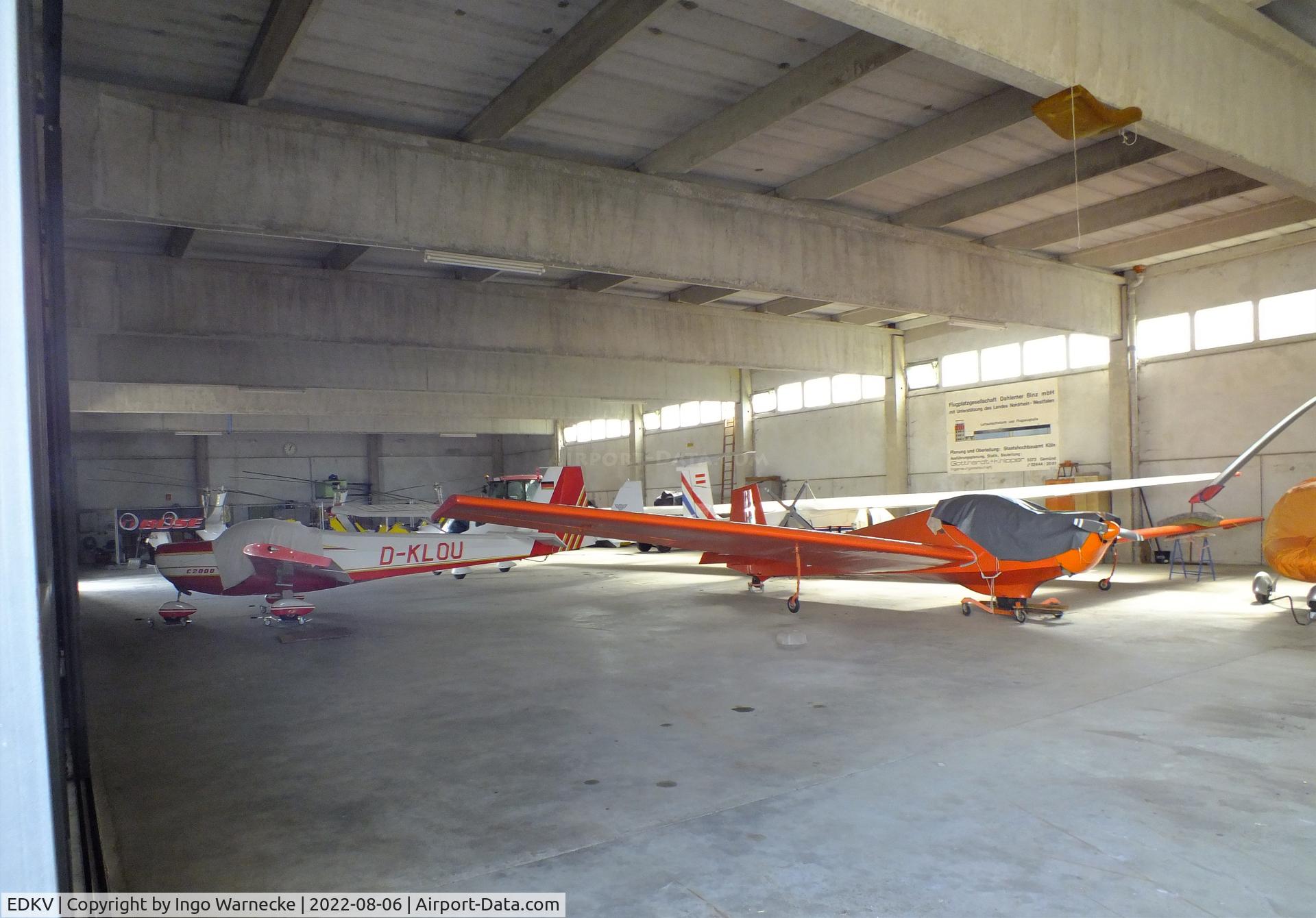 Dahlemer Binz Airport, Dahlem Germany (EDKV) - a look inside a hangar at Dahlemer Binz airfield
