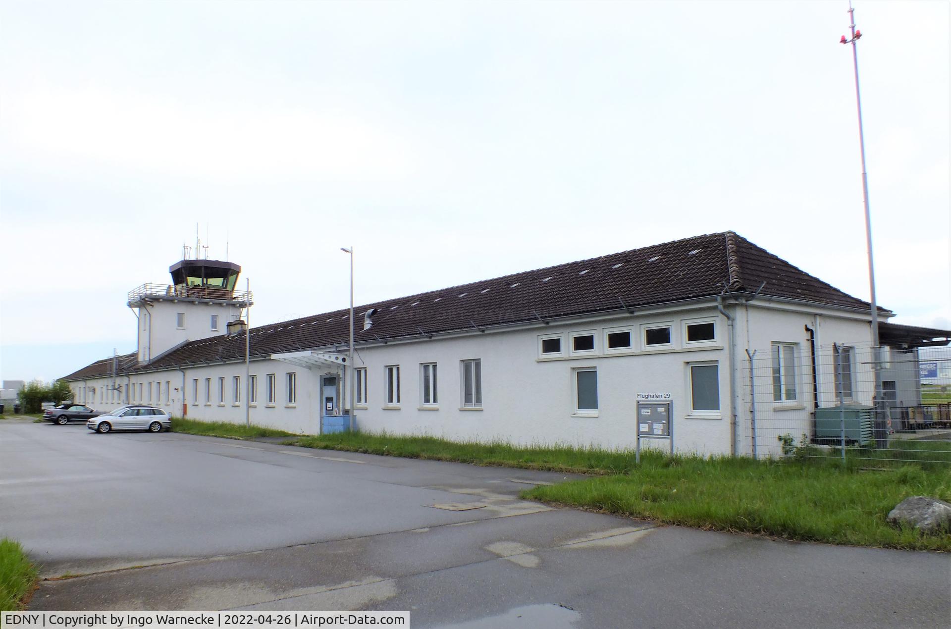 Bodensee Airport, Friedrichshafen Germany (EDNY) - landside view of the old terminal and tower at Friedrichshafen Bodensee airport