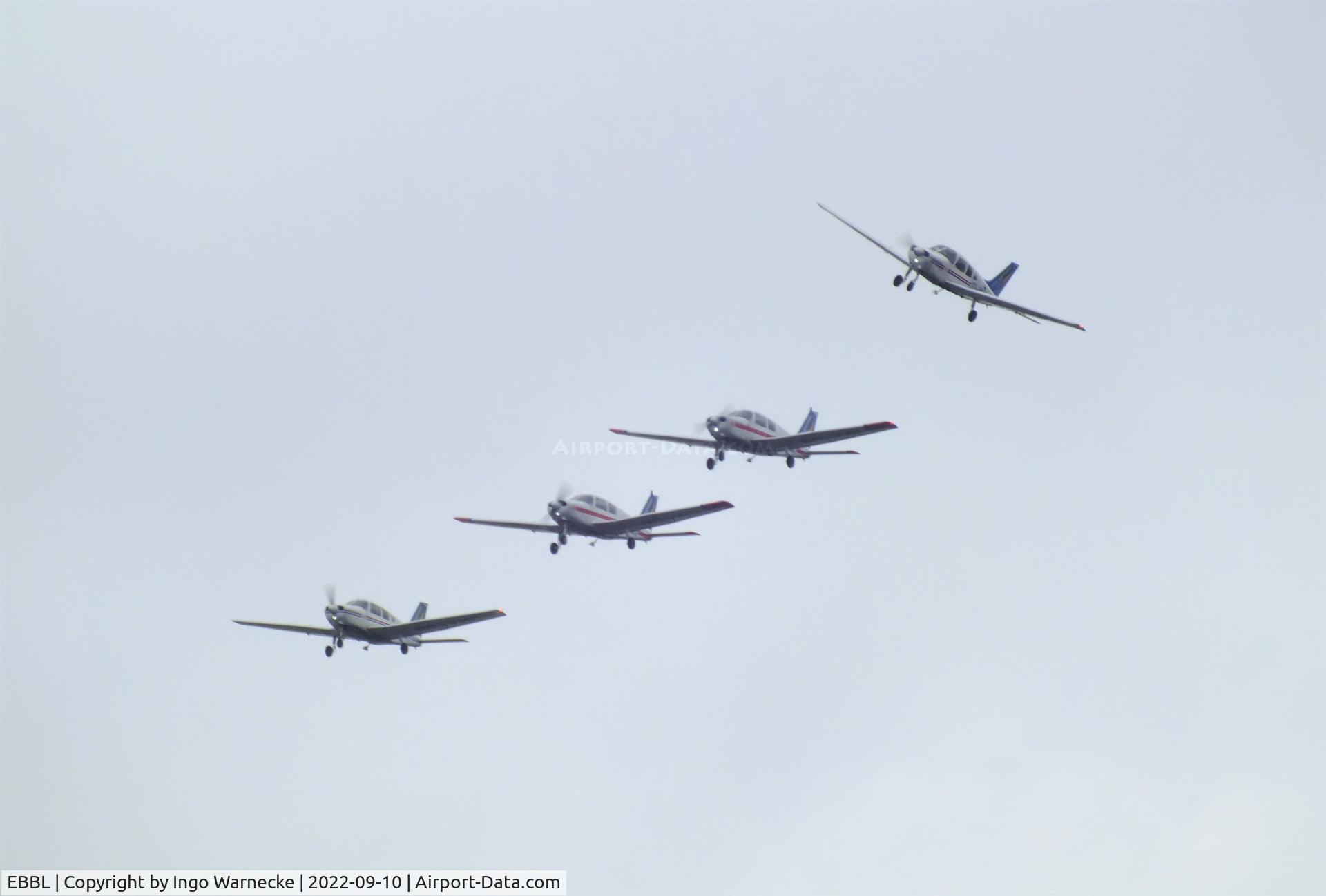 Kleine Brogel Air Base Airport, Kleine Brogel Belgium (EBBL) - Victors PA-28 display team at the 2022 Sanicole Spottersday at Kleine Brogel air base