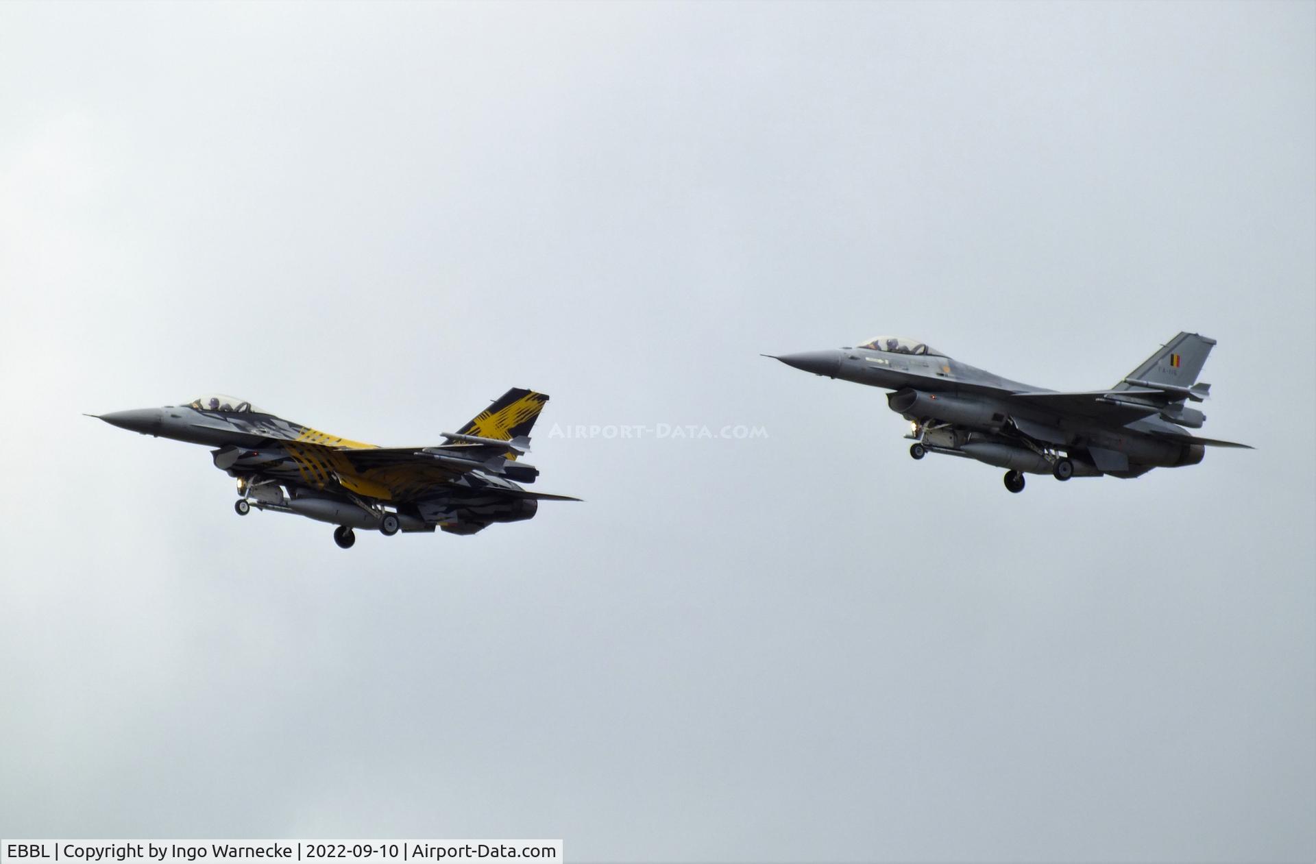 Kleine Brogel Air Base Airport, Kleine Brogel Belgium (EBBL) - two aircraft of the Thundertigers F-16 display team at the 2022 Sanicole Spottersday at Kleine Brogel air base