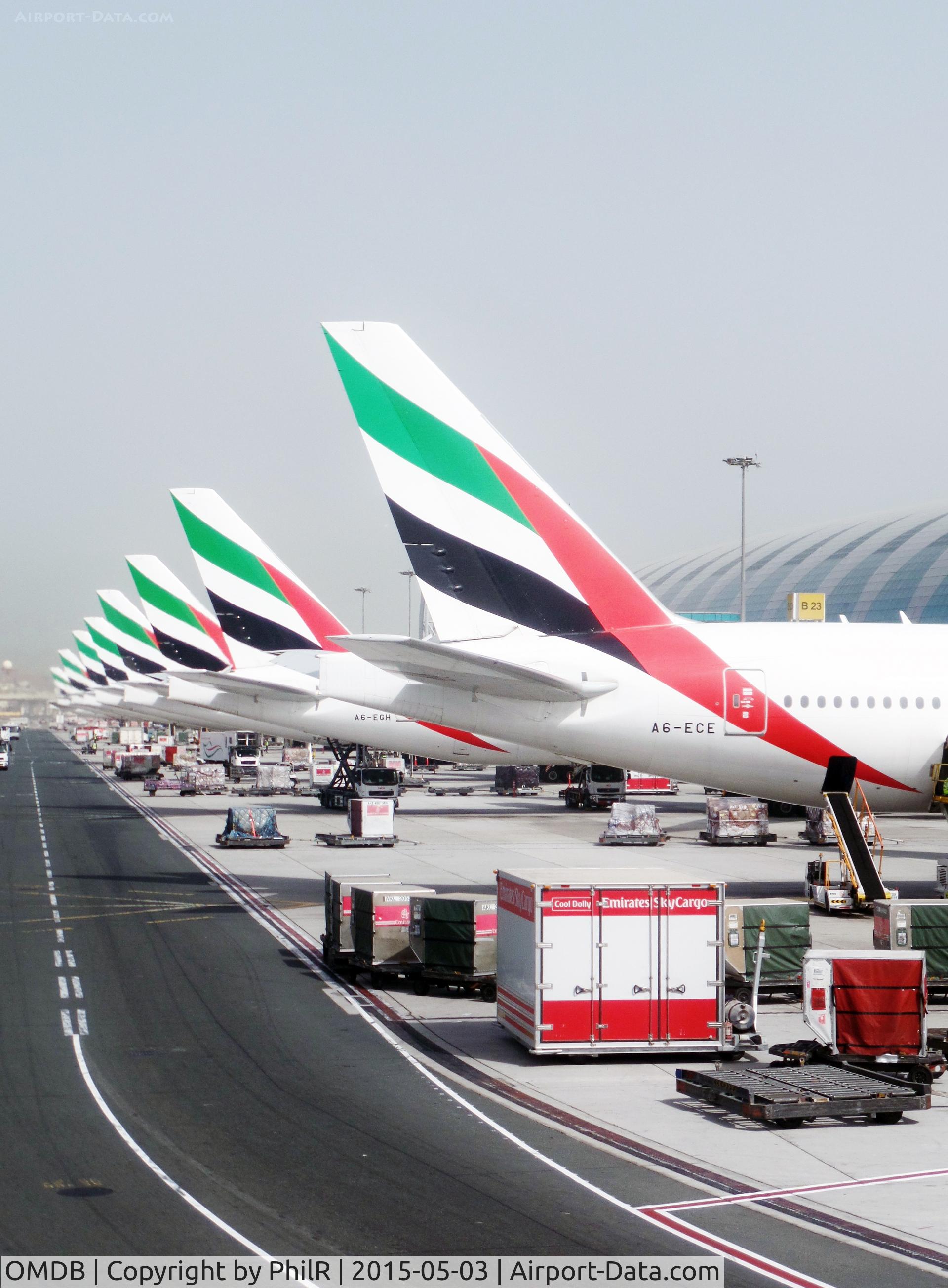 Dubai International Airport, Dubai United Arab Emirates (OMDB) - Emirates lineup Dubai International