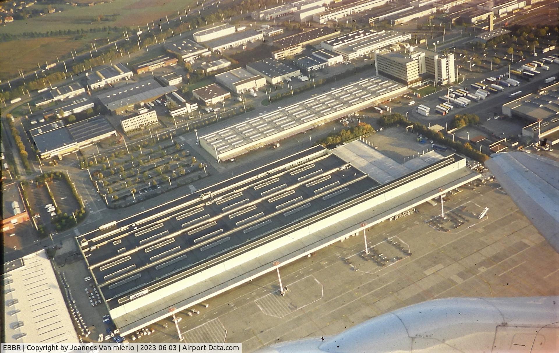 Brussels Airport, Brussels / Zaventem   Belgium (EBBR) - BRUCARGO main building picture taken from a 737 on t/o 25R slide scan