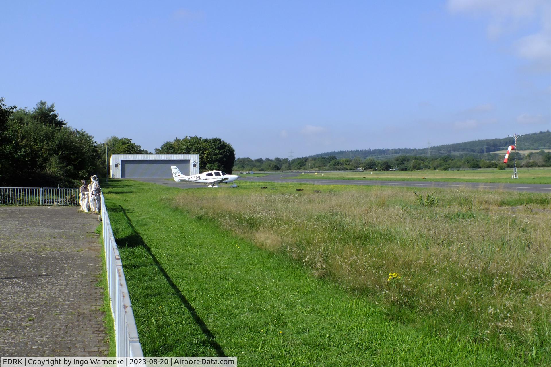 Koblenz Winningen Airport, Winningen, Mosel Germany (EDRK) - visitors terrace, hangar and taxiway at Koblenz-Winningen airfield