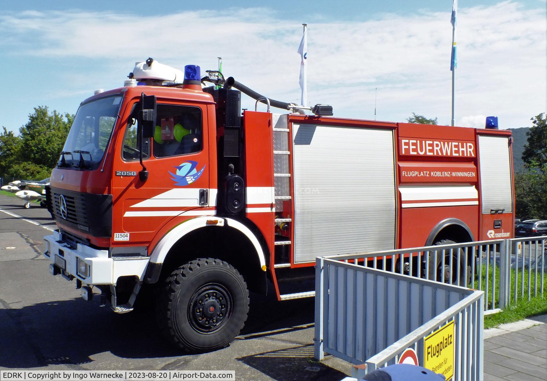 Koblenz Winningen Airport, Winningen, Mosel Germany (EDRK) - airfield fire truck at Koblenz-Winningen airfield #v