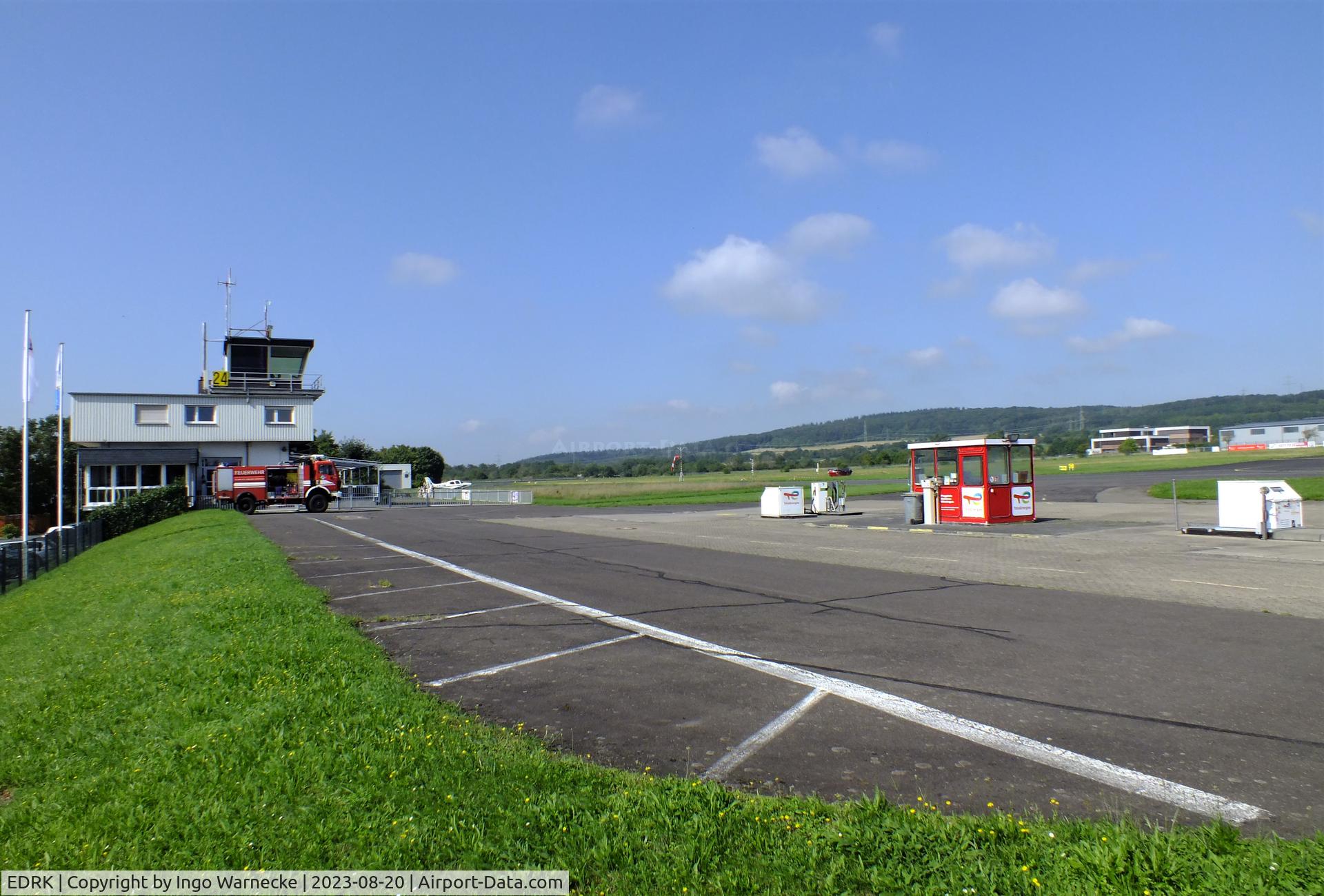 Koblenz Winningen Airport, Winningen, Mosel Germany (EDRK) - apron and tower at Koblenz-Winningen airfield