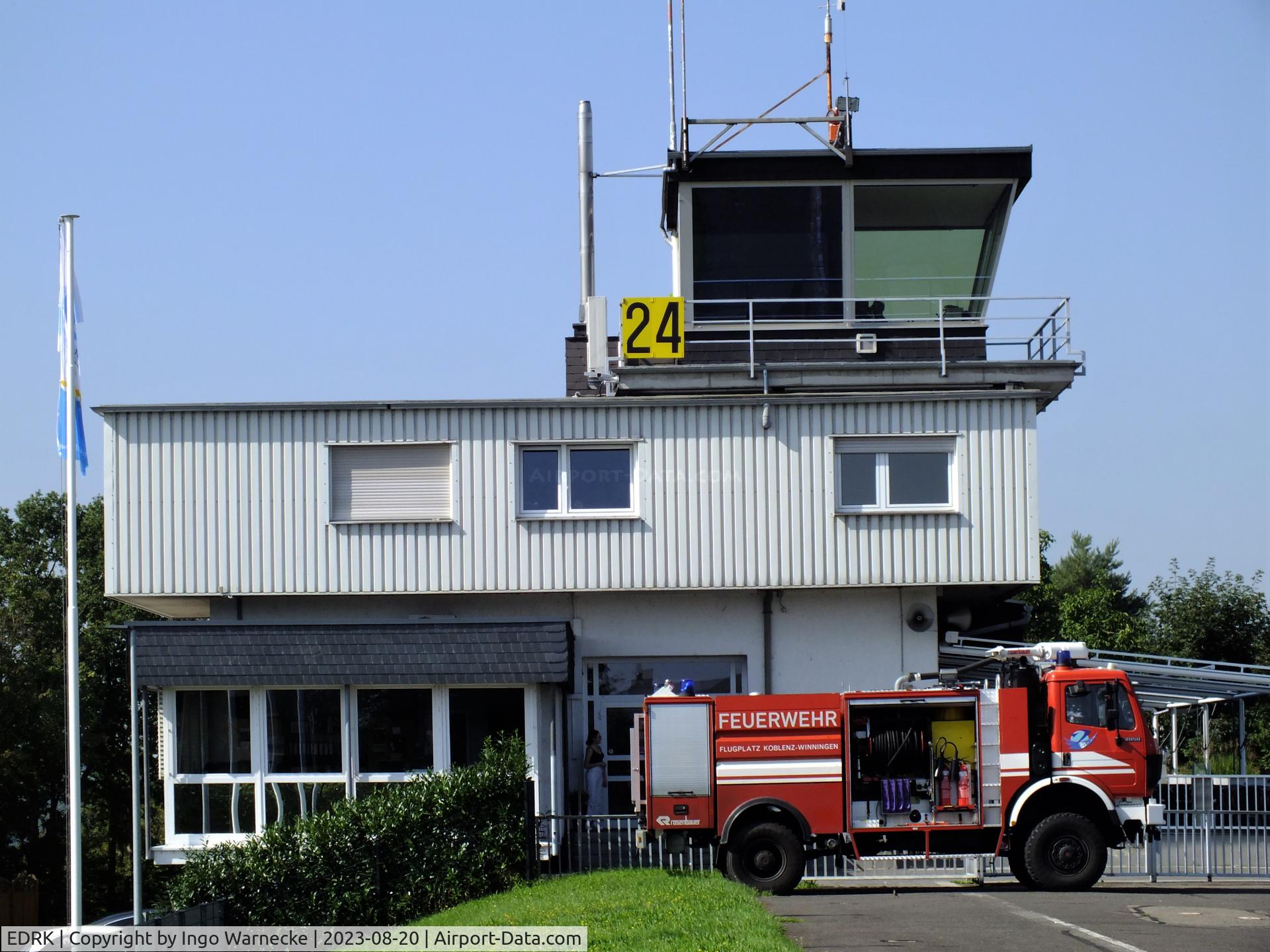 Koblenz Winningen Airport, Winningen, Mosel Germany (EDRK) - tower and terminal at Koblenz-Winningen airfield