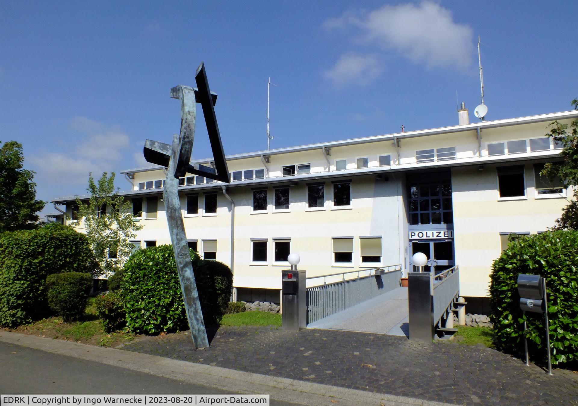 Koblenz Winningen Airport, Winningen, Mosel Germany (EDRK) - buildings of the helicopter section of Rhineland-Palatinate police (Polizeihubschrauberstaffel Rheinland-Pfalz) at Koblenz-Winningen airfield