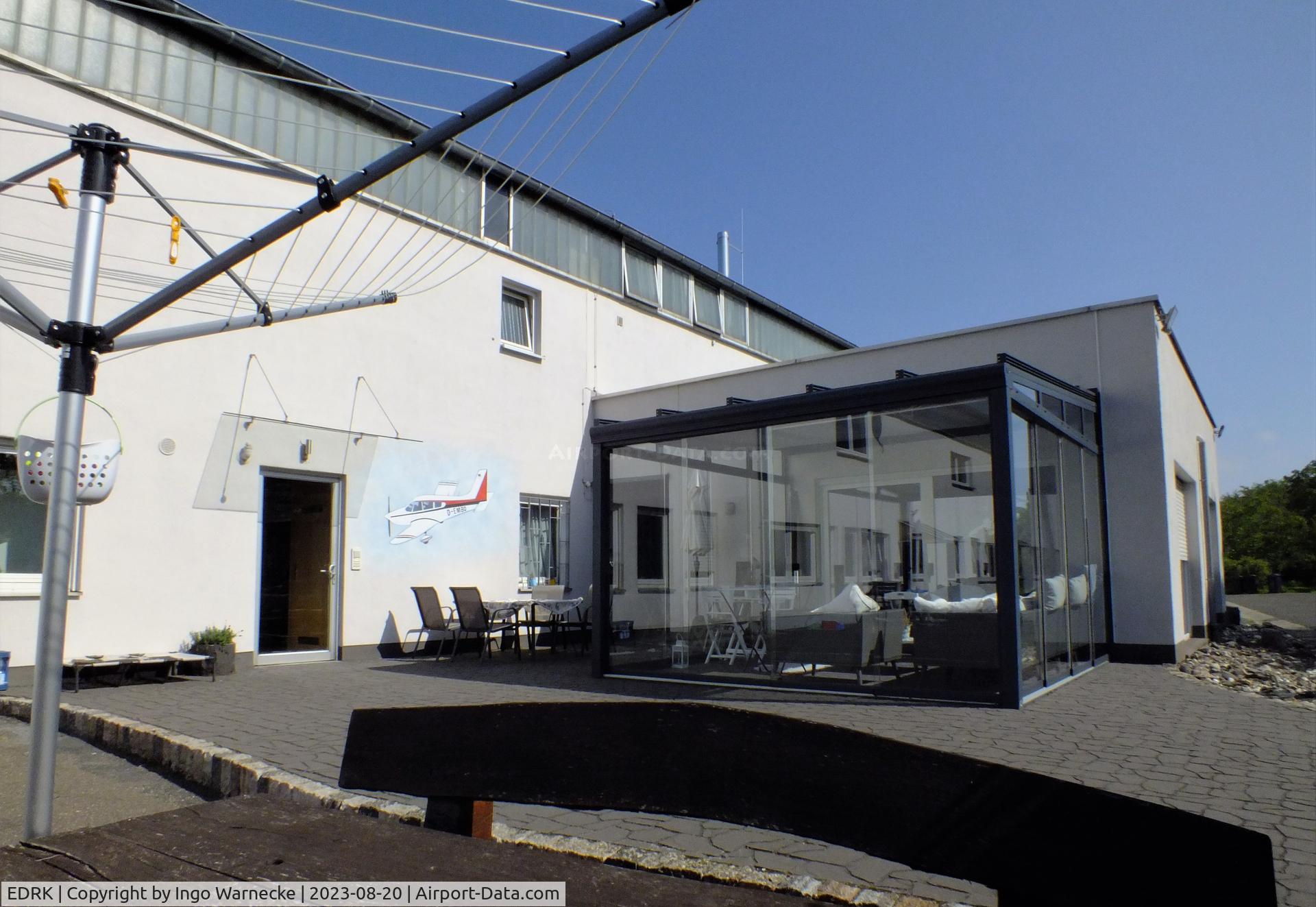 Koblenz Winningen Airport, Winningen, Mosel Germany (EDRK) - buildings in the eastern part of Koblenz-Winningen airfield