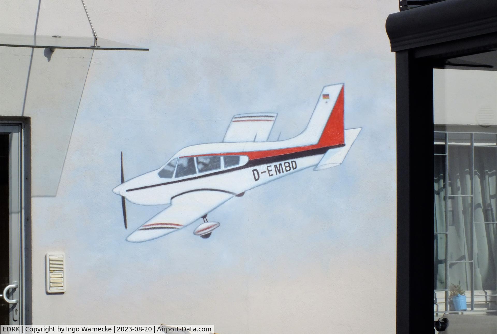 Koblenz Winningen Airport, Winningen, Mosel Germany (EDRK) - mural of a PA-28 active at Koblenz-Winningen airfield