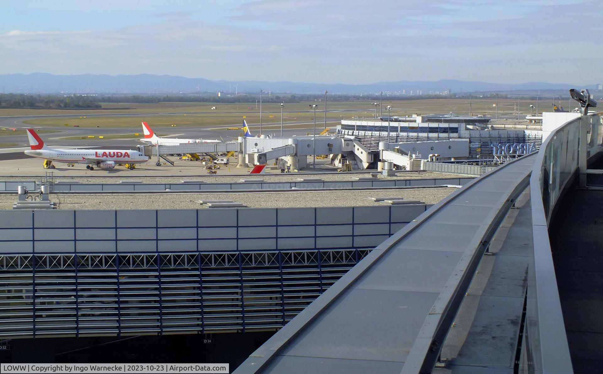 Vienna International Airport, Vienna Austria (LOWW) - gates building C seen behind gates building D at Wien airport