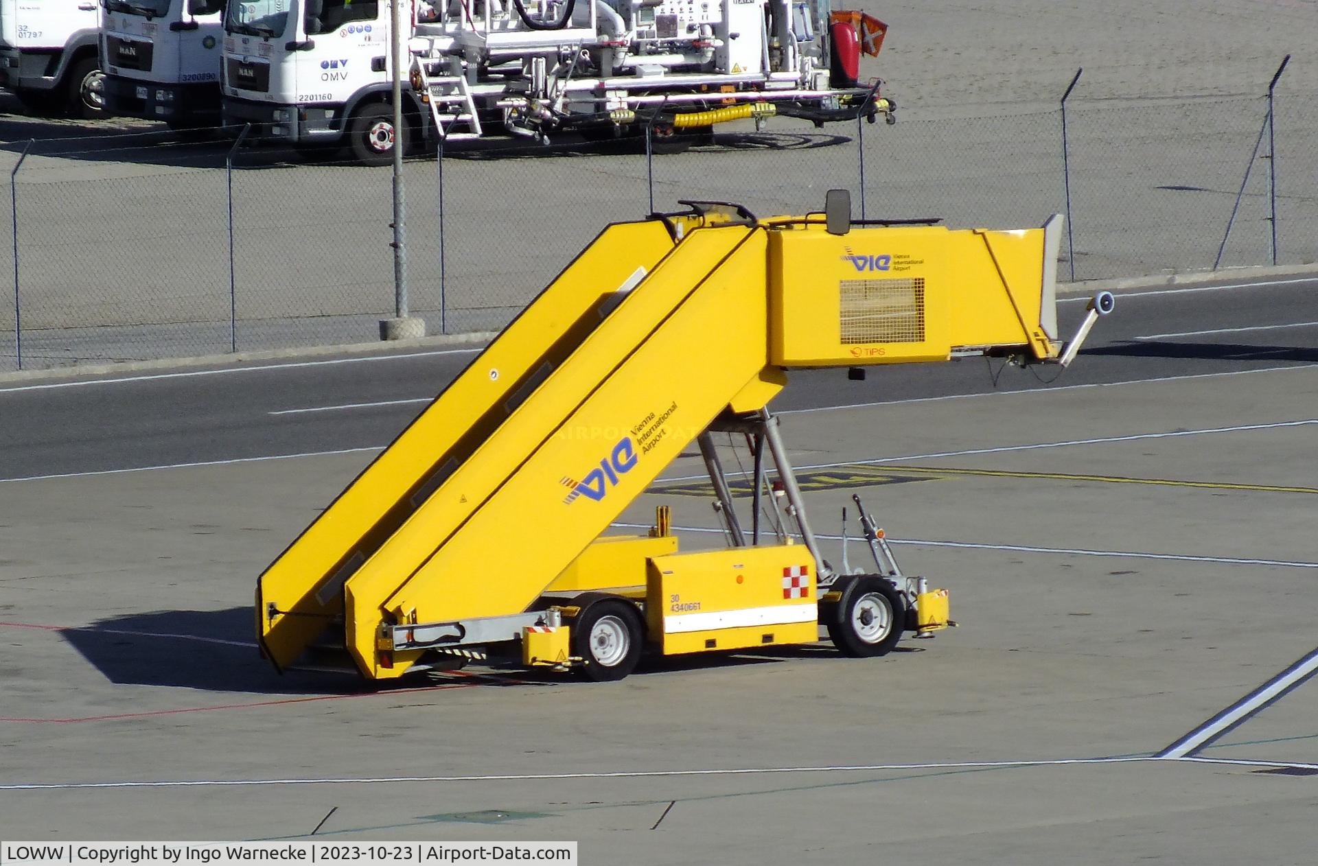 Vienna International Airport, Vienna Austria (LOWW) - towed open boarding stairs at Wien airport #v