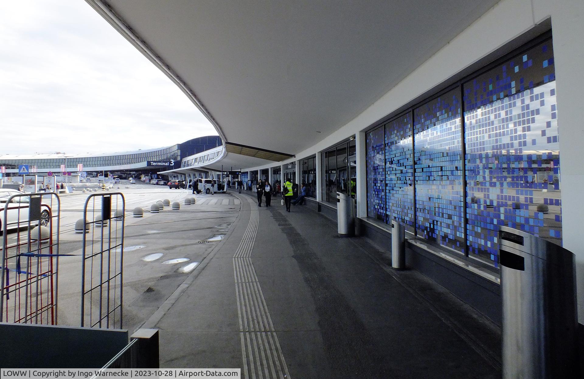 Vienna International Airport, Vienna Austria (LOWW) - streetside facade of terminal 1 at Wien airport