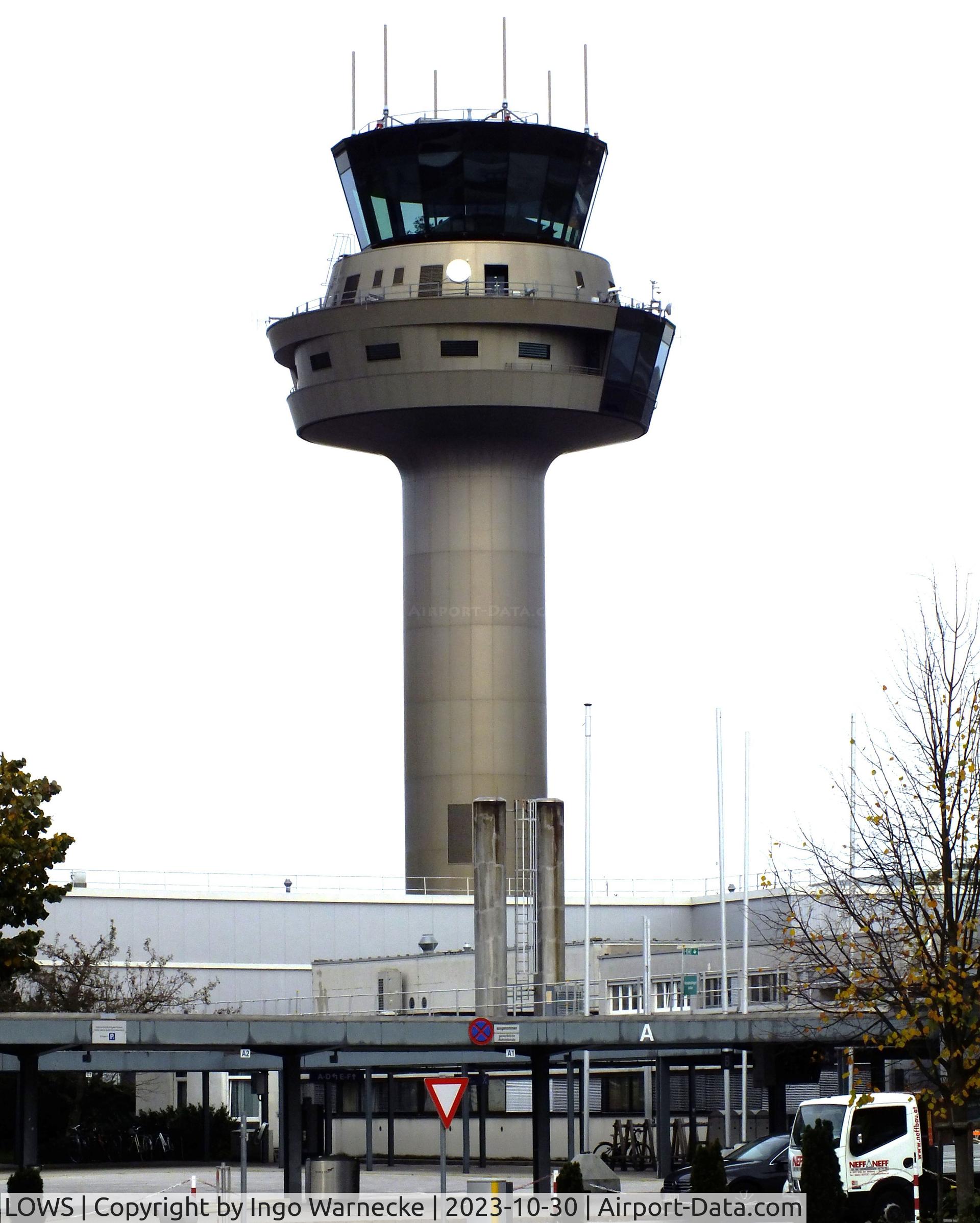 Salzburg Airport, Salzburg Austria (LOWS) - landside view of tower at Salzburg airport