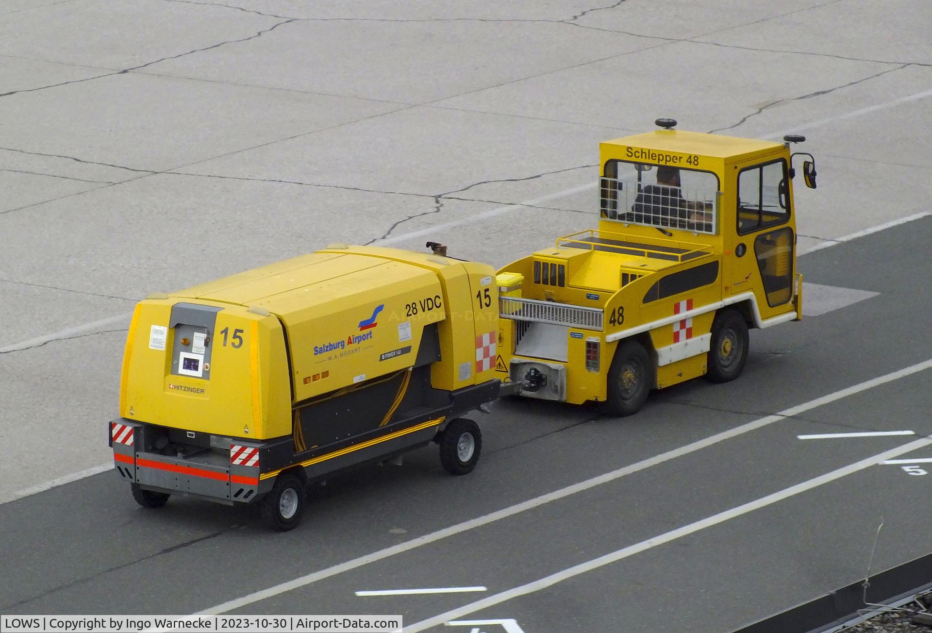 Salzburg Airport, Salzburg Austria (LOWS) - light tow vehicle and generator trailer at Salzburg airport #v
