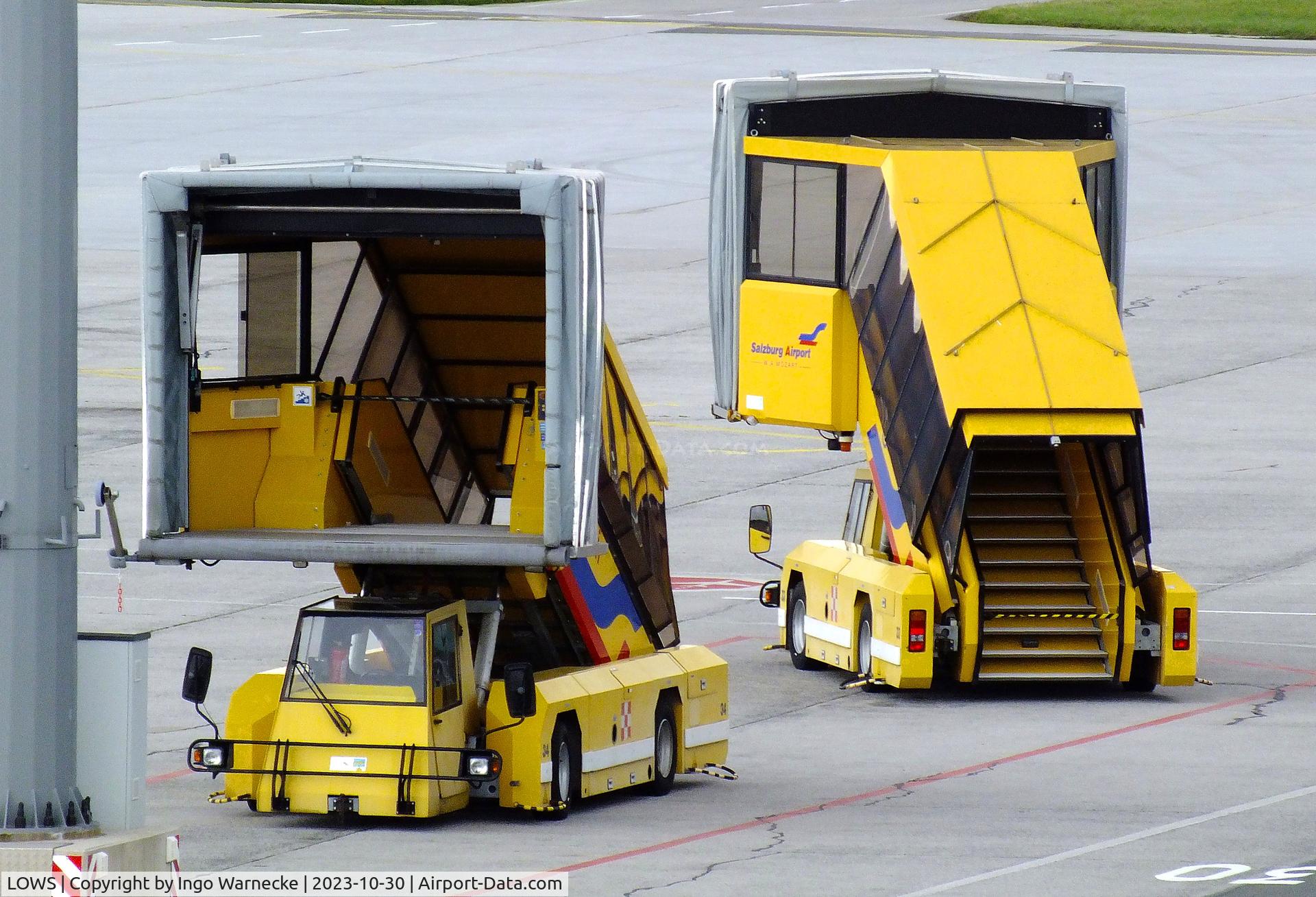 Salzburg Airport, Salzburg Austria (LOWS) - self-powered covered boarding stairs at Salzburg airport #v