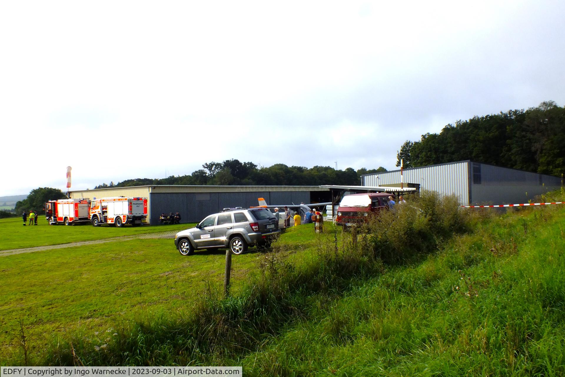 EDFY Airport - hangars at Elz airfield