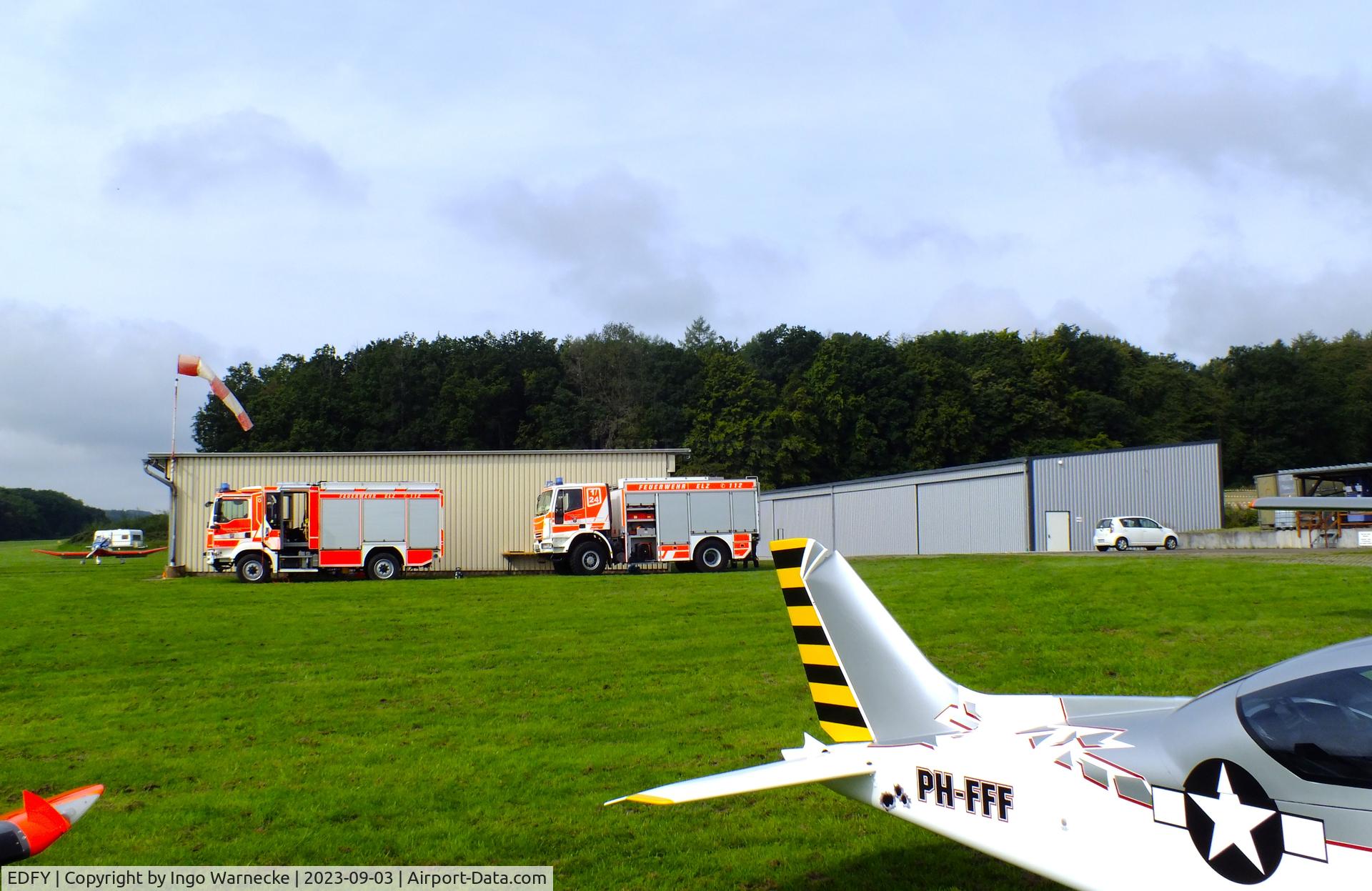 EDFY Airport - hangars at Elz airfield