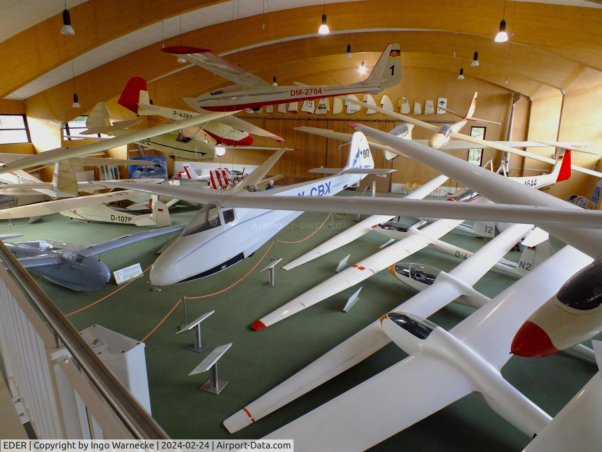 EDER Airport - inside the big hangar of the Deutsches Segelflugmuseum mit Modellflug (German Soaring Museum with Model Flight) at Gersfeld - Wasserkuppe airfield