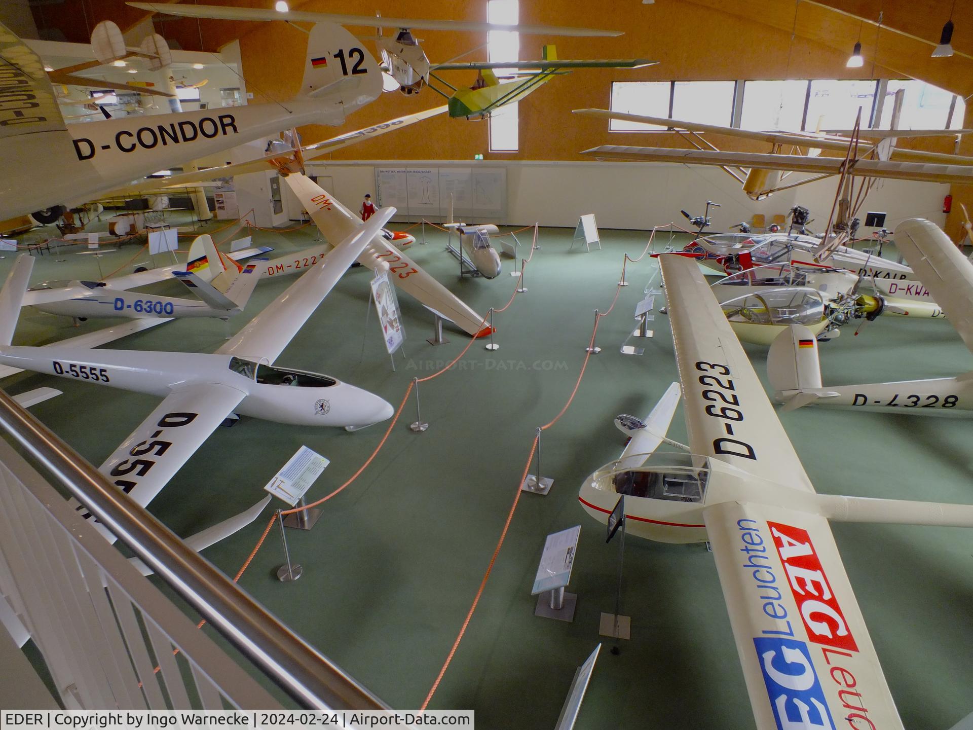 EDER Airport - inside the big hangar of the Deutsches Segelflugmuseum mit Modellflug (German Soaring Museum with Model Flight) at Gersfeld - Wasserkuppe airfield