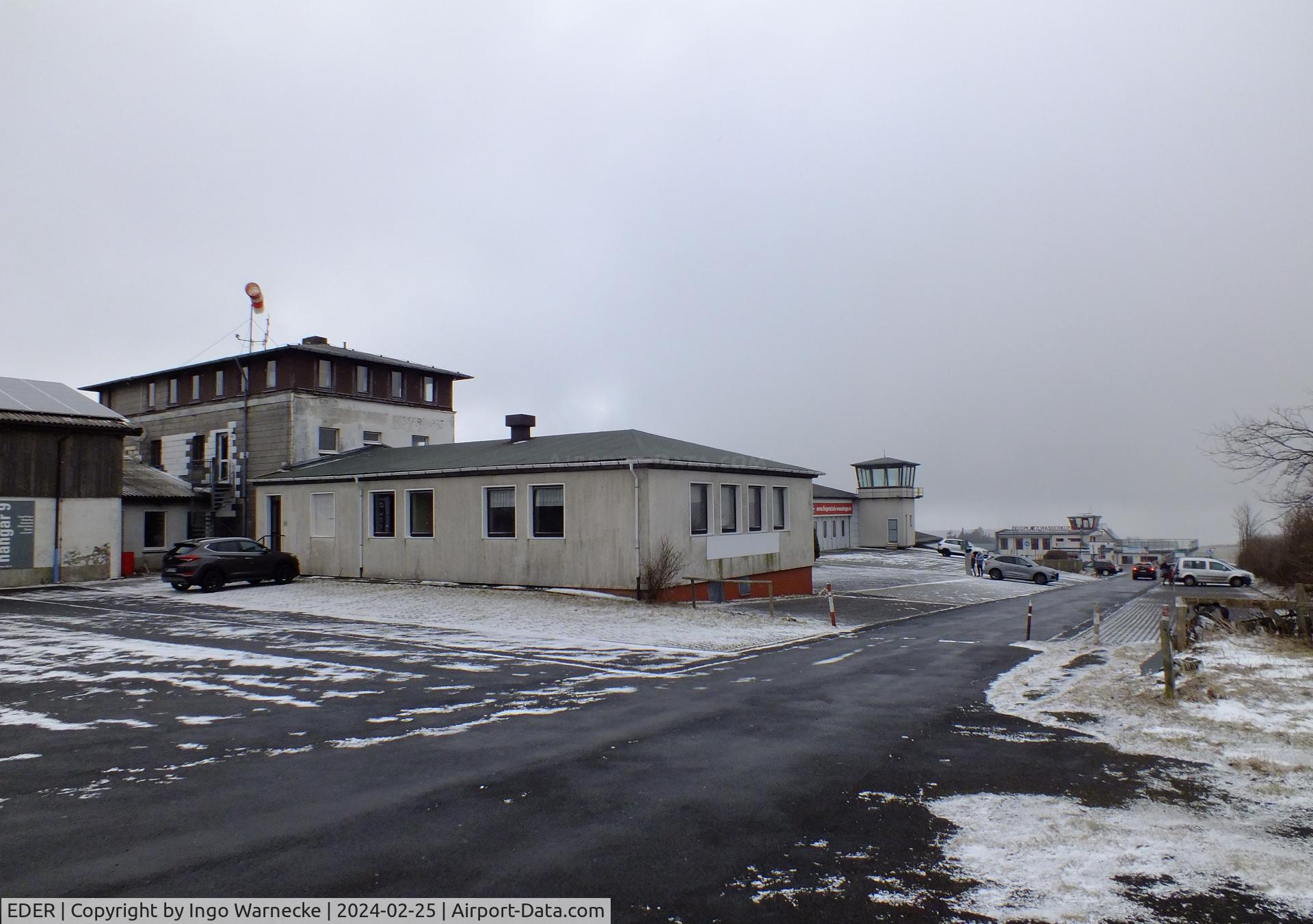 EDER Airport - buildings and tower of Fliegerschule Wasserkuppe at Gersfeld - Wasserkuppe airfield