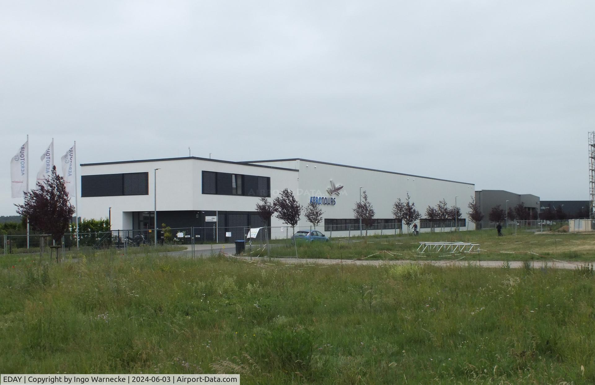 EDAY Airport - landside view of buildings and hangars on the western side of Strausberg airfield