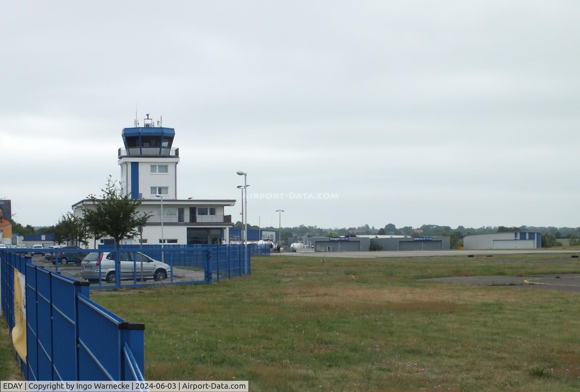 EDAY Airport - tower, terminal and apron at Strausberg airfield