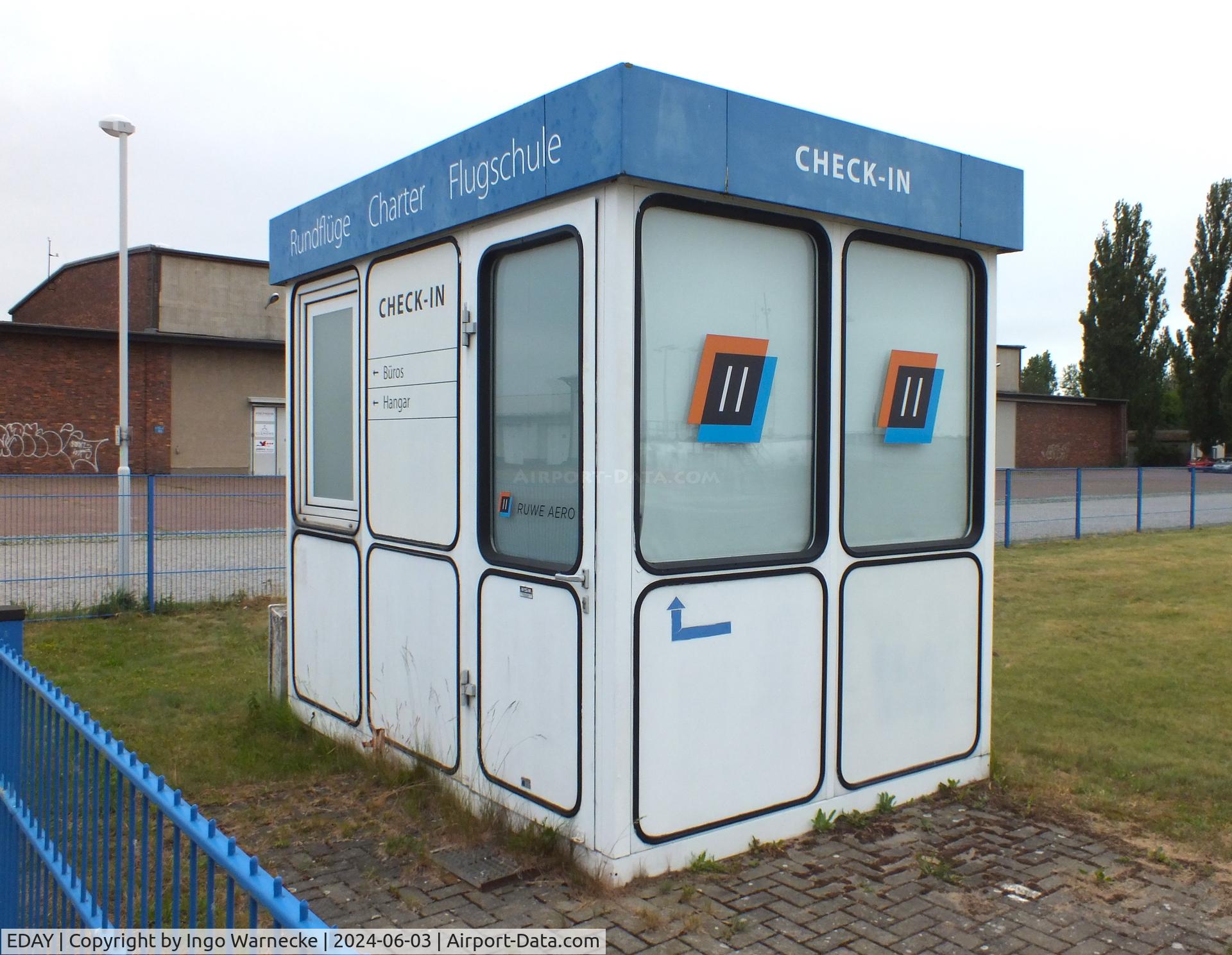 EDAY Airport - check-in booth outside the terminal at Strausberg airfield