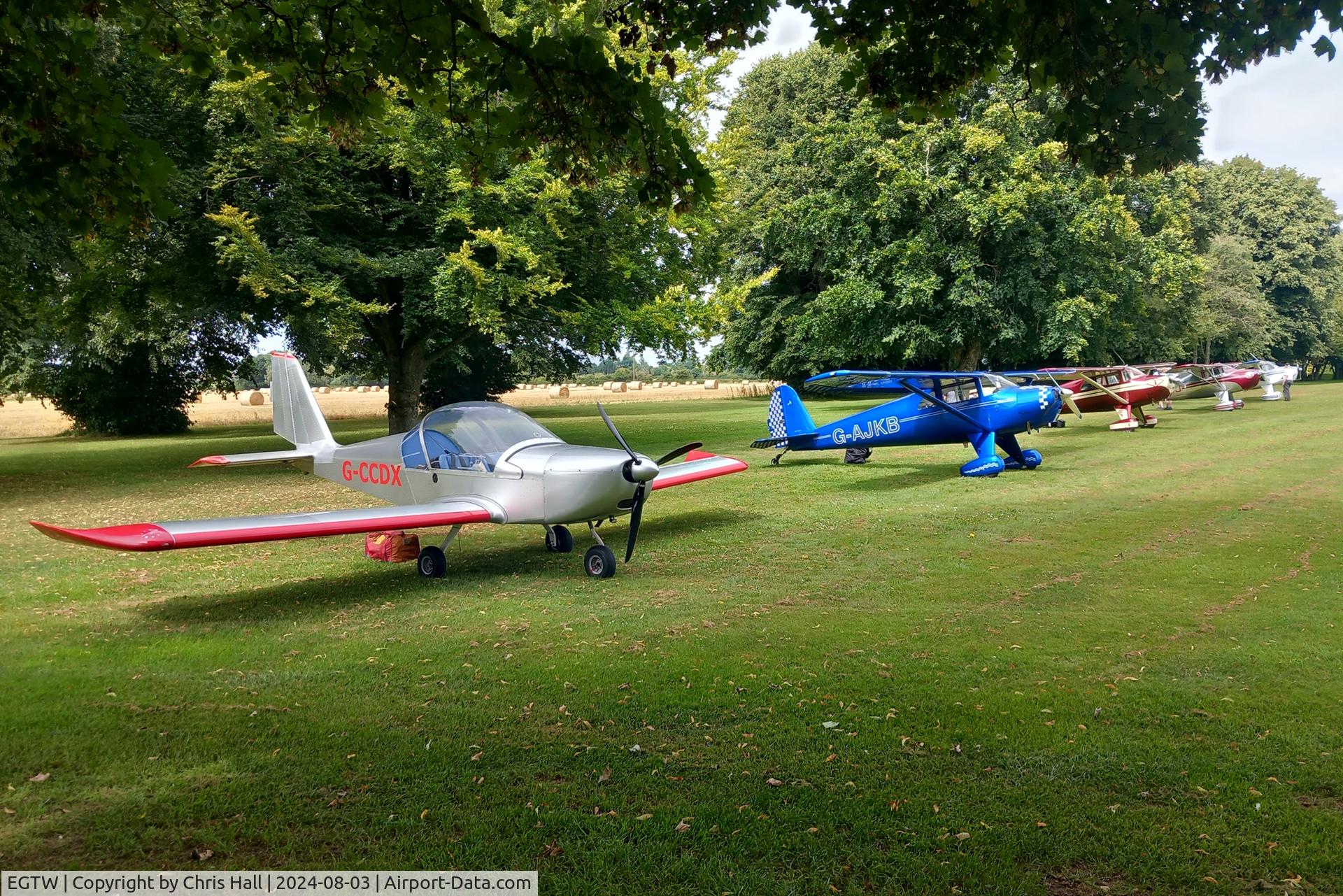 Oaksey Park Airport, Oaksey, England United Kingdom (EGTW) - Luscombe fly in
