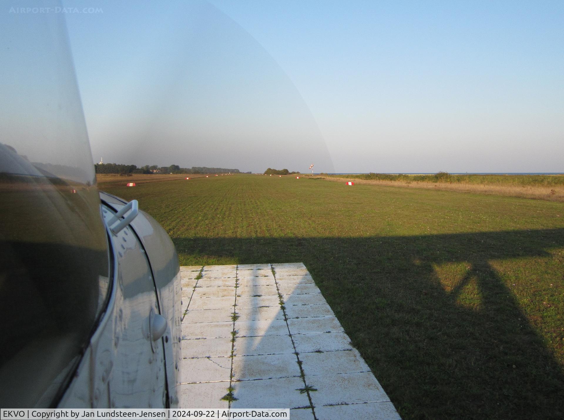 EKVO Airport - Reims Cessna F172N OY-BNH lined up for takeoff on Runway 06 at the airfield on the Danish island of Vejro.