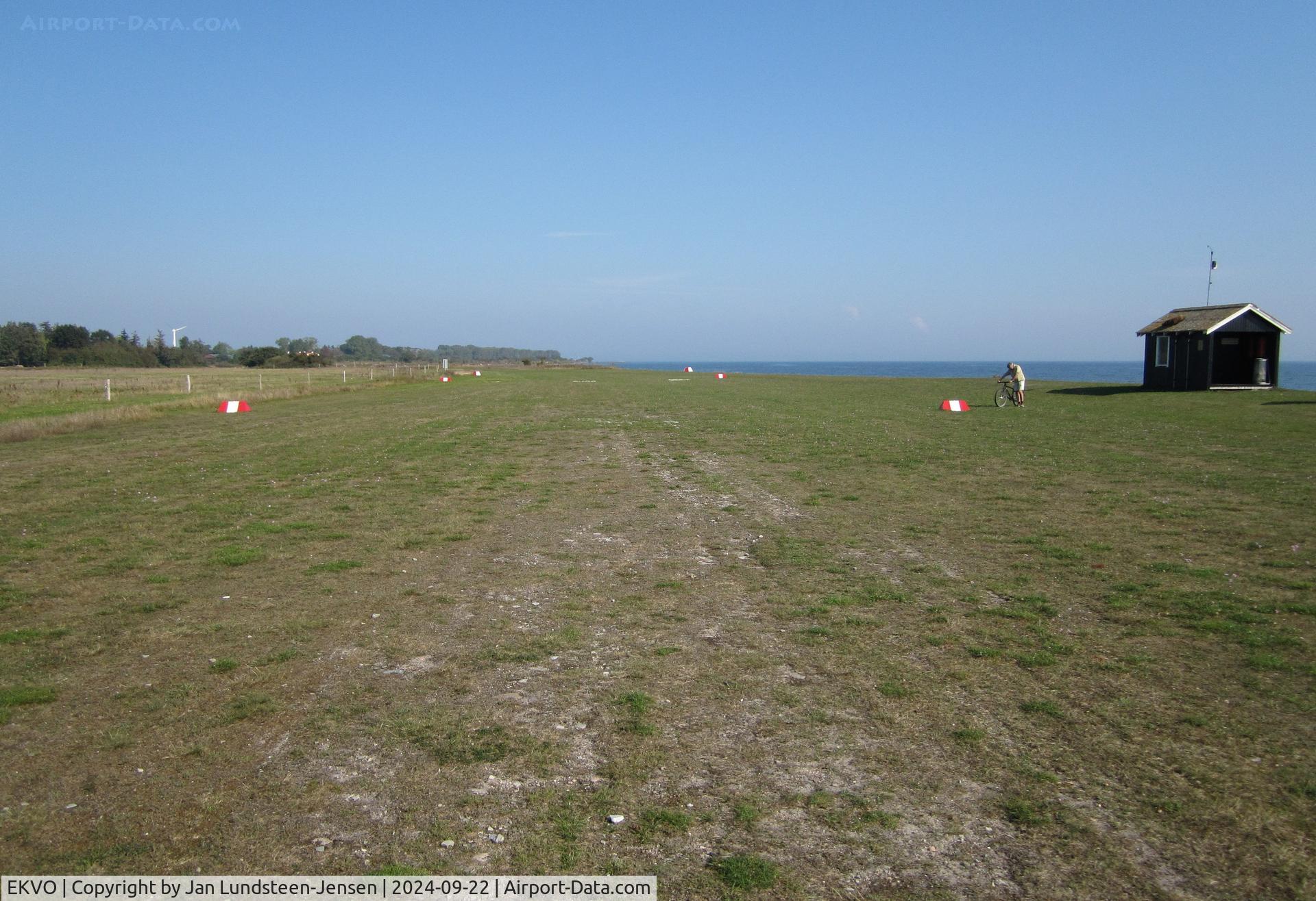 EKVO Airport - Runway 06 and the terminal building at the airfield on the Danish island of Vejro.