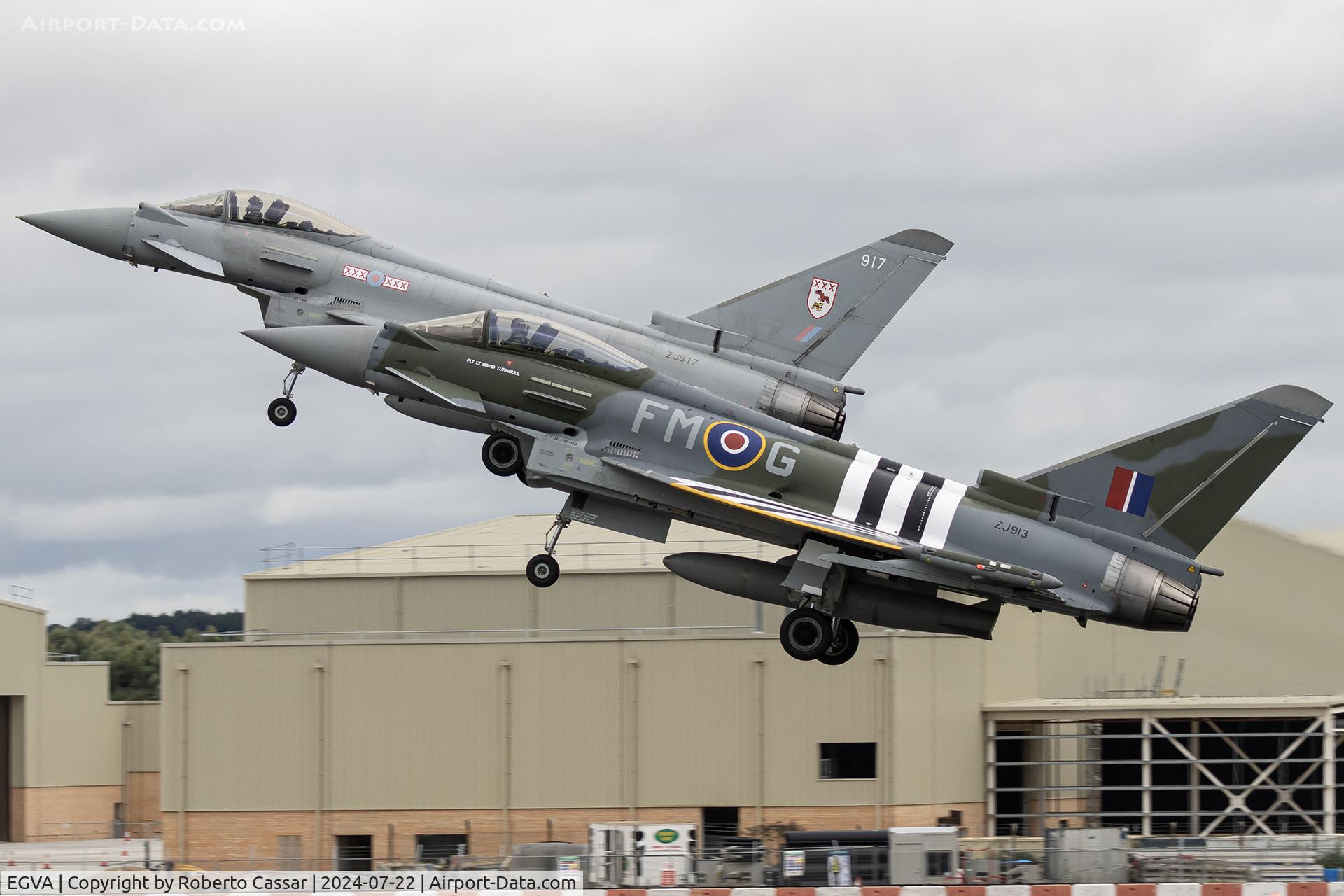 RAF Fairford Airport, Fairford, England United Kingdom (EGVA) - RAF Typhoon Display departing Royal International Air Tattoo 2024