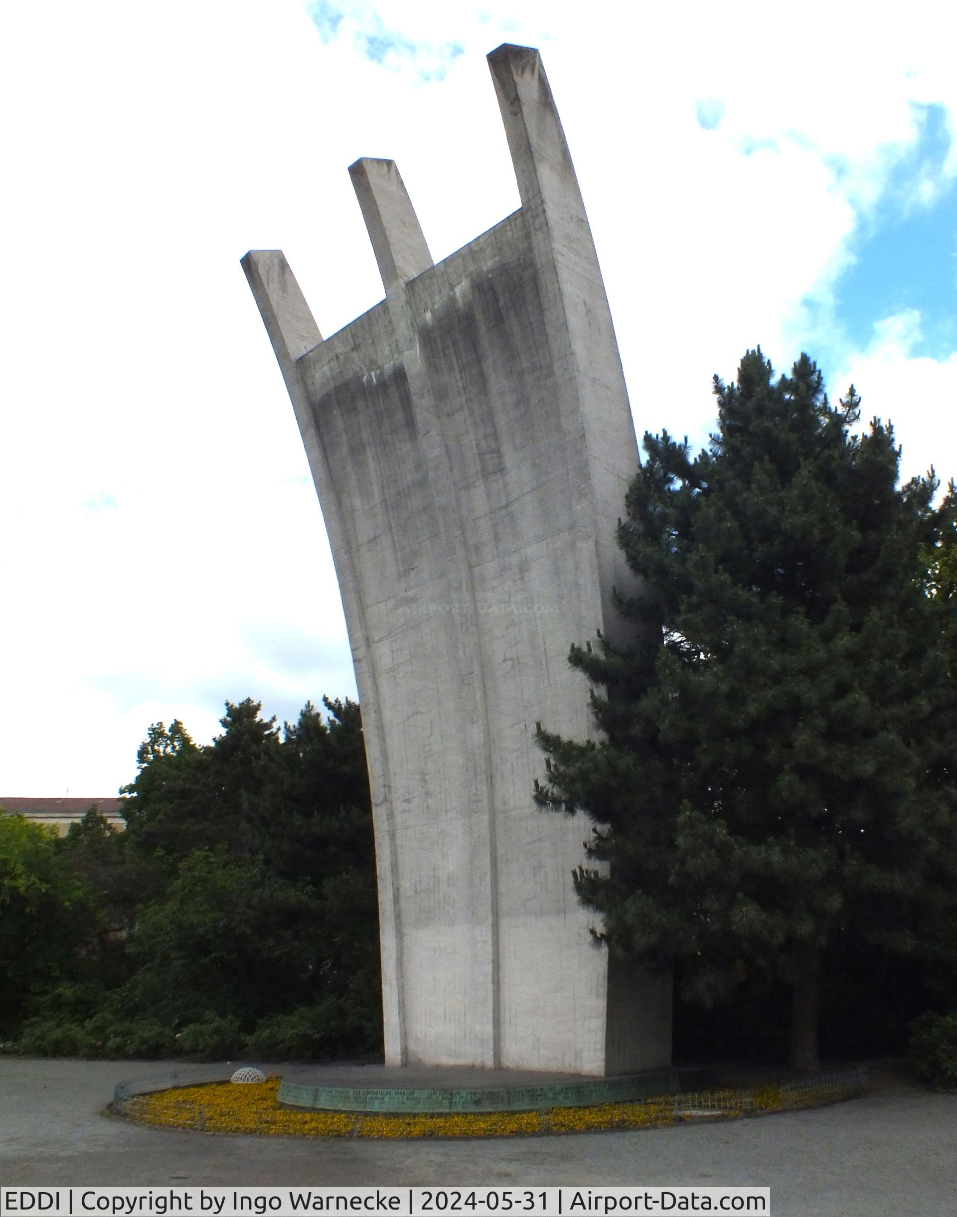 Tempelhof International Airport (closed), Berlin Germany (EDDI) - Luftbrückendenkmal (Berlin airlift memorial) in front of the former Tempelhof airport