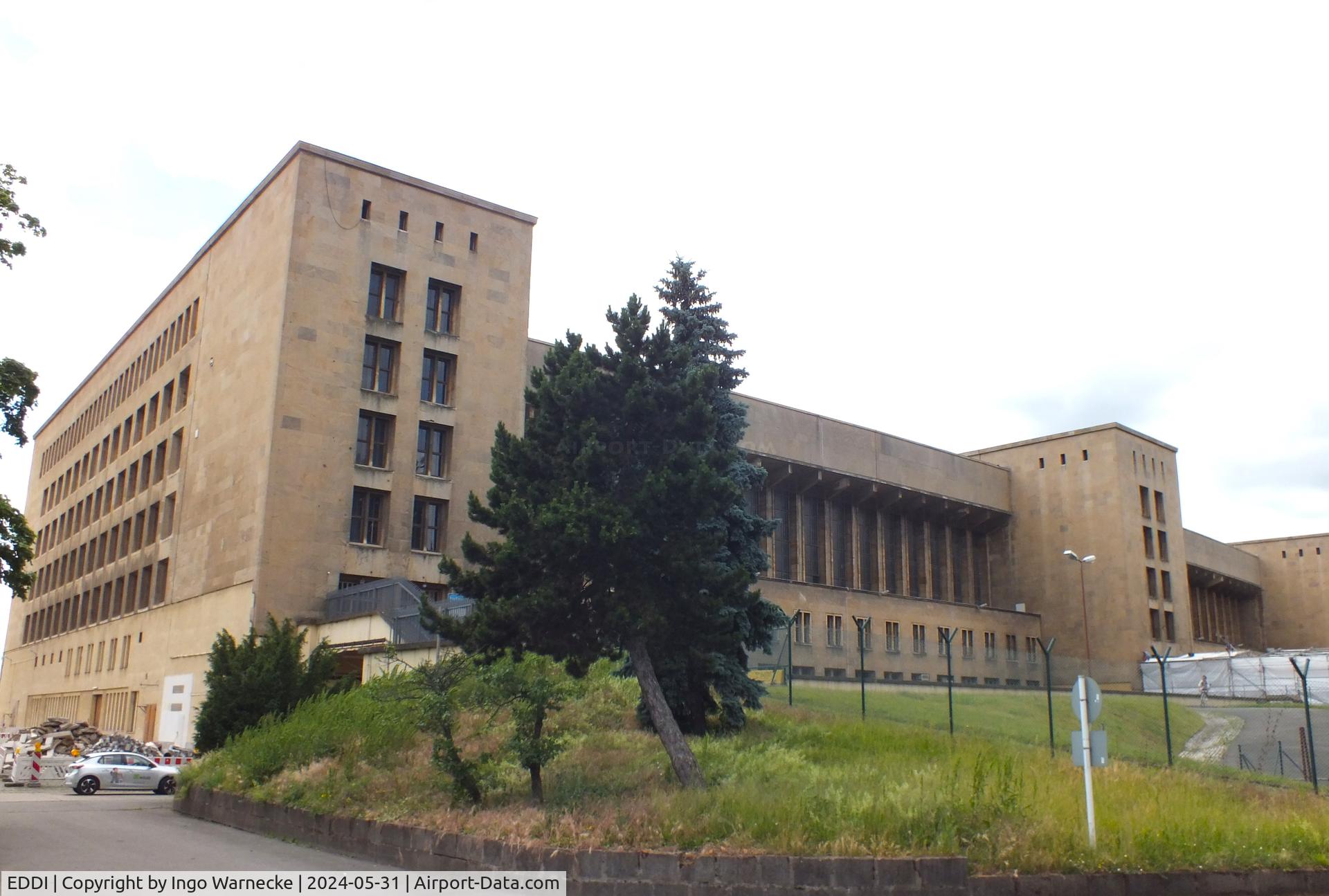 Tempelhof International Airport (closed), Berlin Germany (EDDI) - landside view of buidings / hangars on the eastern wing of the former Tempelhof airport