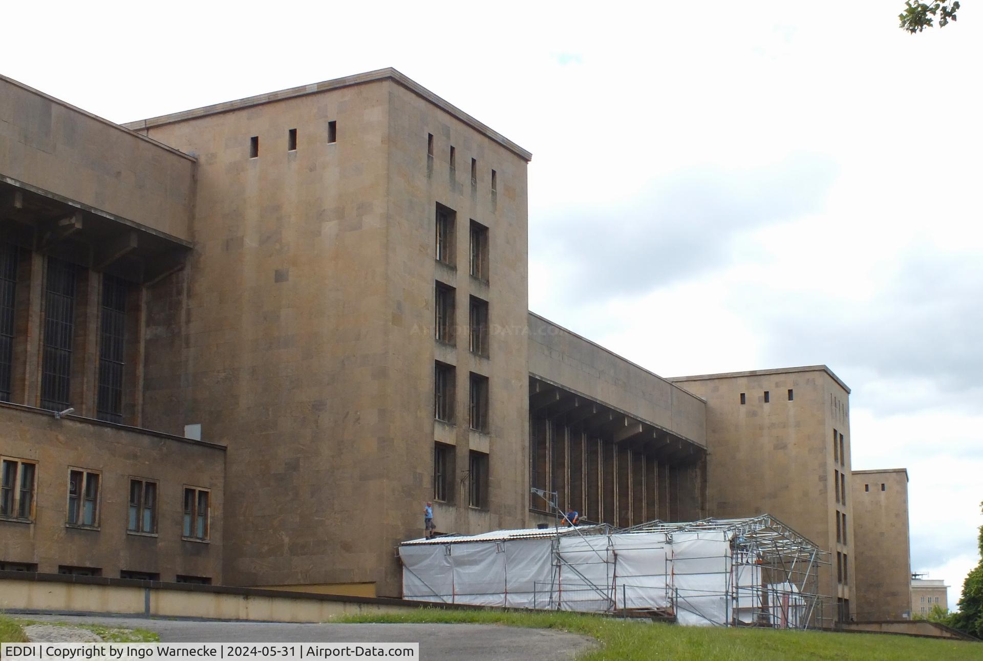 Tempelhof International Airport (closed), Berlin Germany (EDDI) - landside view of buidings / hangars on the eastern wing of the former Tempelhof airport
