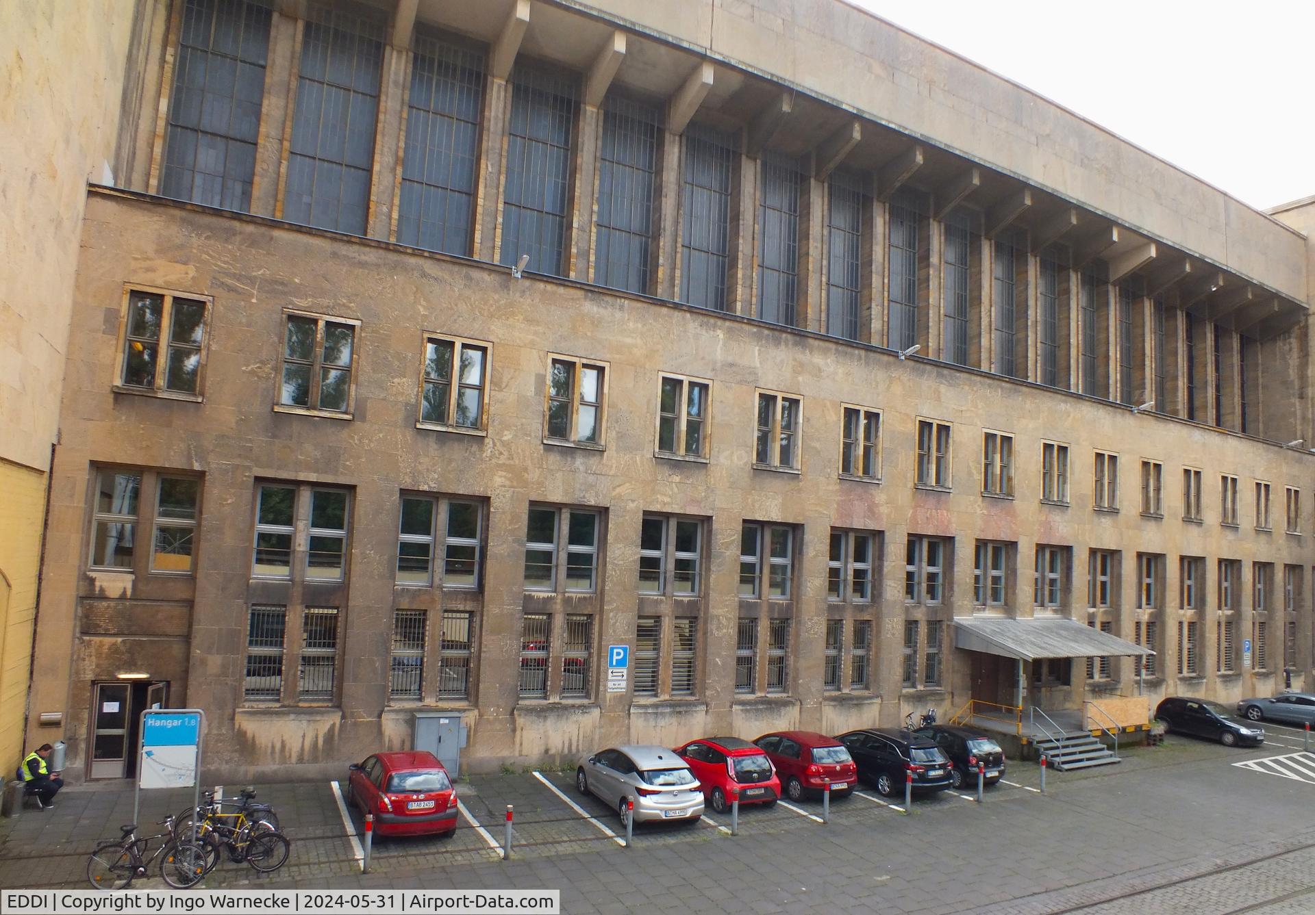Tempelhof International Airport (closed), Berlin Germany (EDDI) - landside view of buidings / hangars on the eastern wing of the former Tempelhof airport