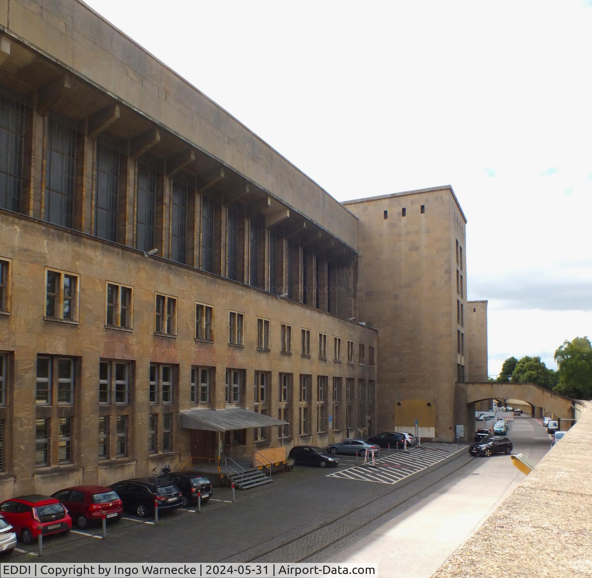 Tempelhof International Airport (closed), Berlin Germany (EDDI) - landside view of buidings / hangars on the eastern wing of the former Tempelhof airport
