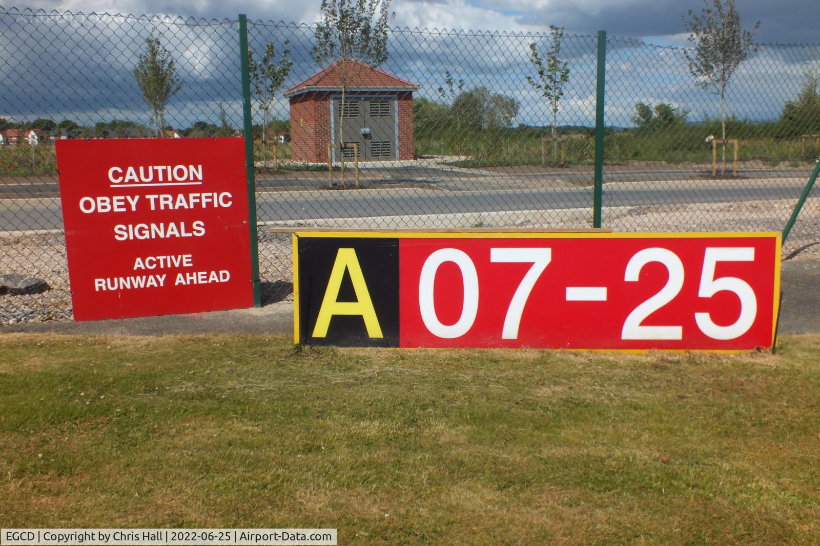 Woodford Aerodrome Airport, Stockport, England United Kingdom (EGCD) - RW07-25 marker boards at the Avro Aviation Heritage Museum
