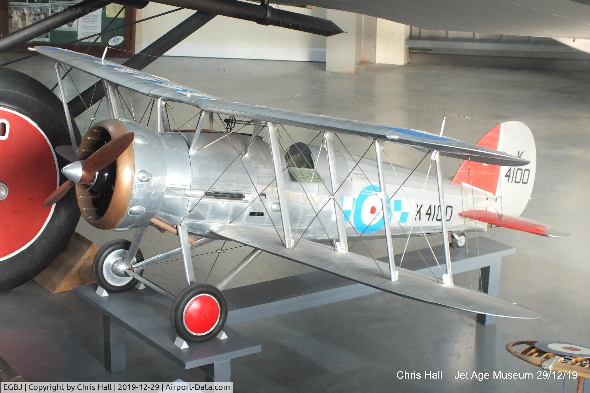 Gloucestershire Airport, Staverton, England United Kingdom (EGBJ) - Large scale model of a Gloster Gladiator at the Jet Age Museum, Staverton