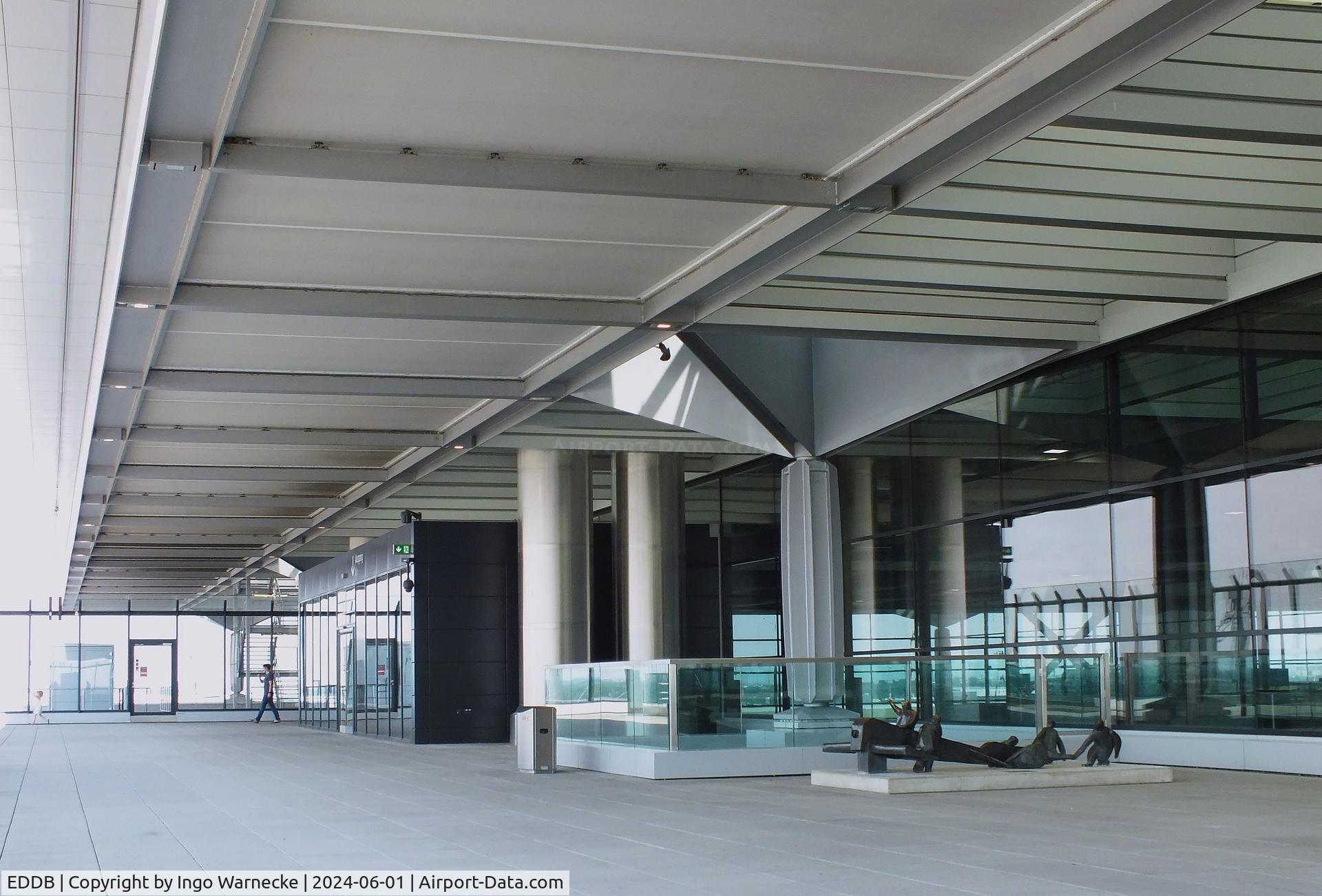 Berlin Brandenburg International Airport, Berlin Germany (EDDB) - visitors terrace and aircraft sculpture at BER airport