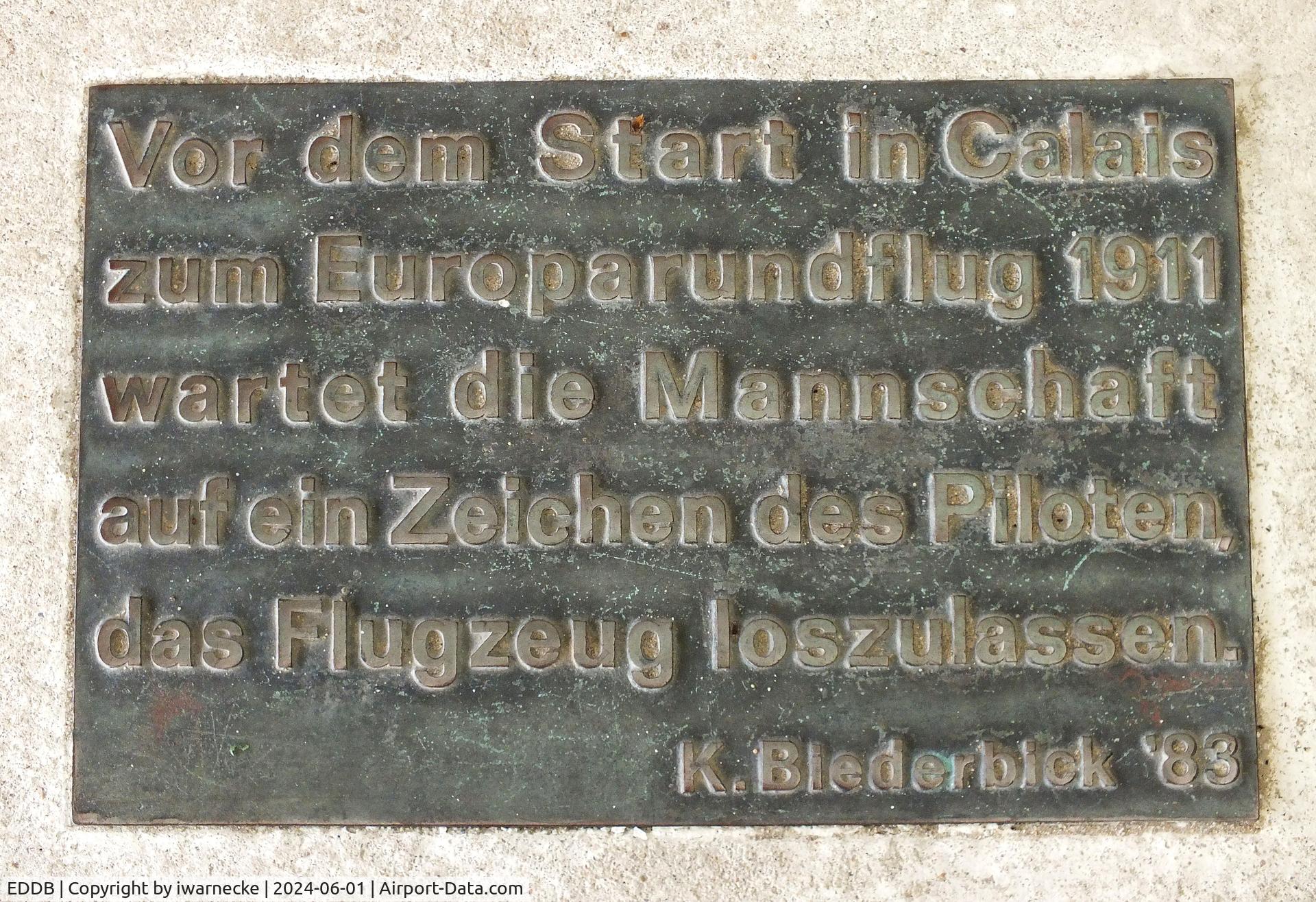 Berlin Brandenburg International Airport, Berlin Germany (EDDB) - plaque of the sculpture by K. Biederbick at BER airport