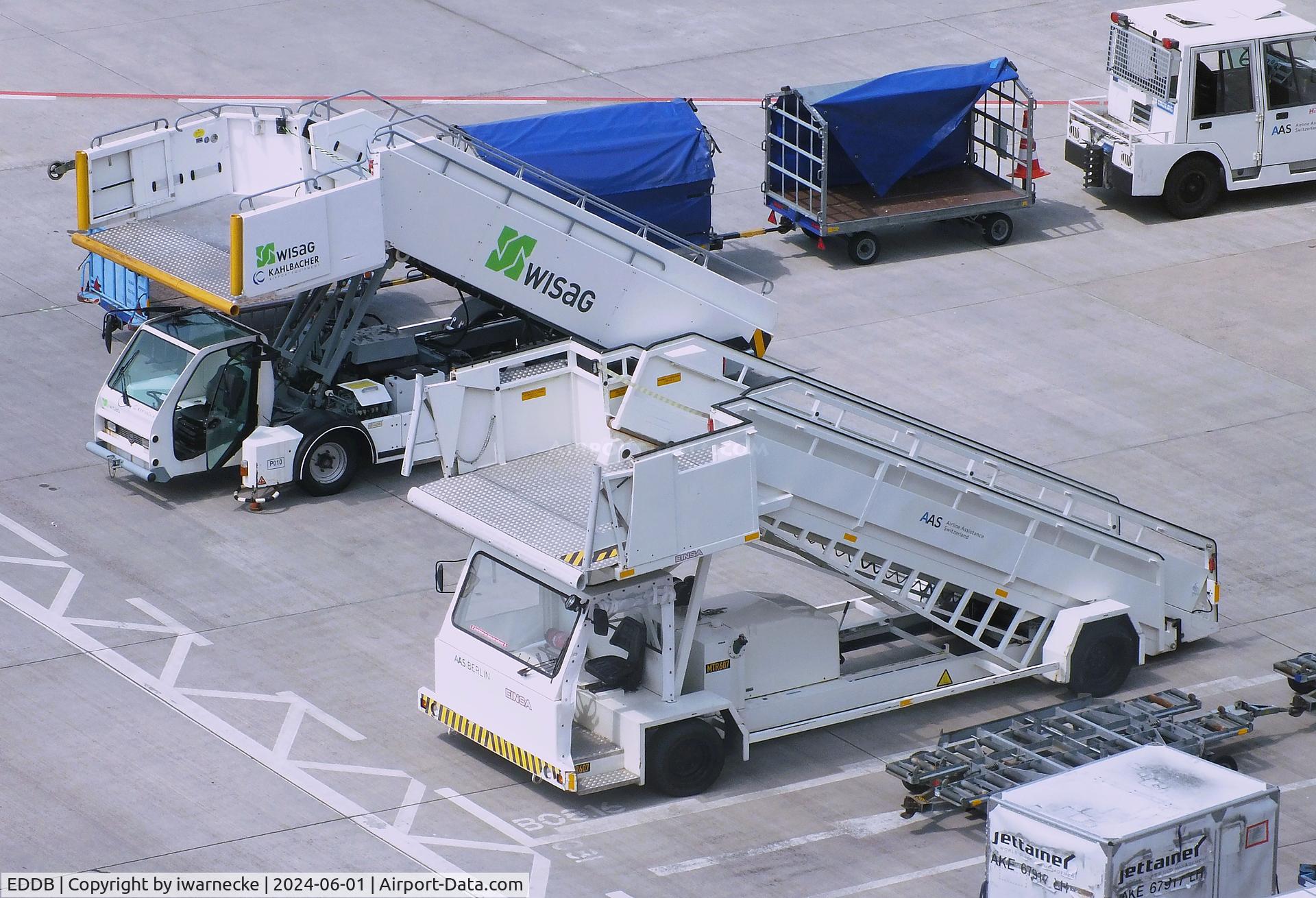 Berlin Brandenburg International Airport, Berlin Germany (EDDB) - self-powered open boarding stairs at BER airport #v