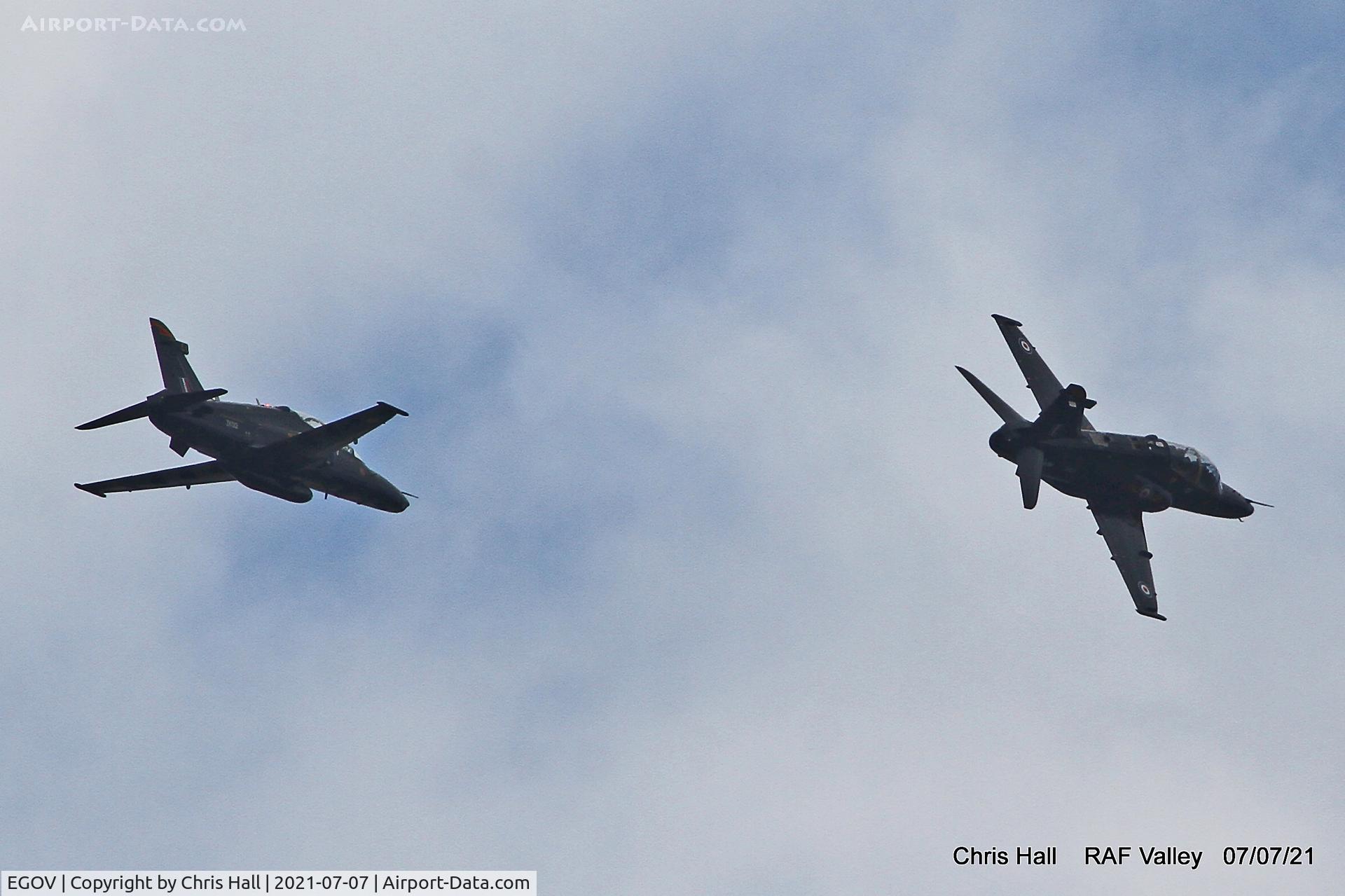 Anglesey Airport (Maes Awyr Môn) or RAF Valley, Anglesey United Kingdom (EGOV) - BAe Hawk T.2's at Raf Valley