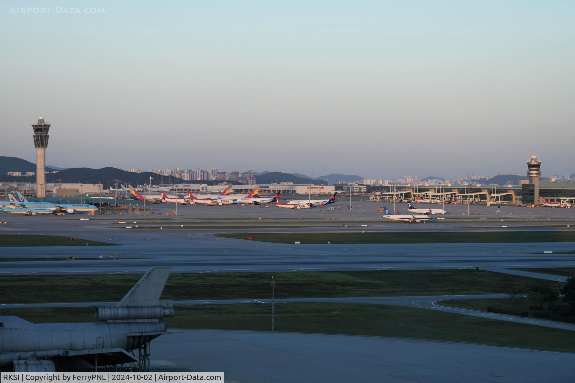 Incheon International Airport, Incheon (near Seoul) Korea, Republic of (RKSI) - Incheon Airport overview just before dusk