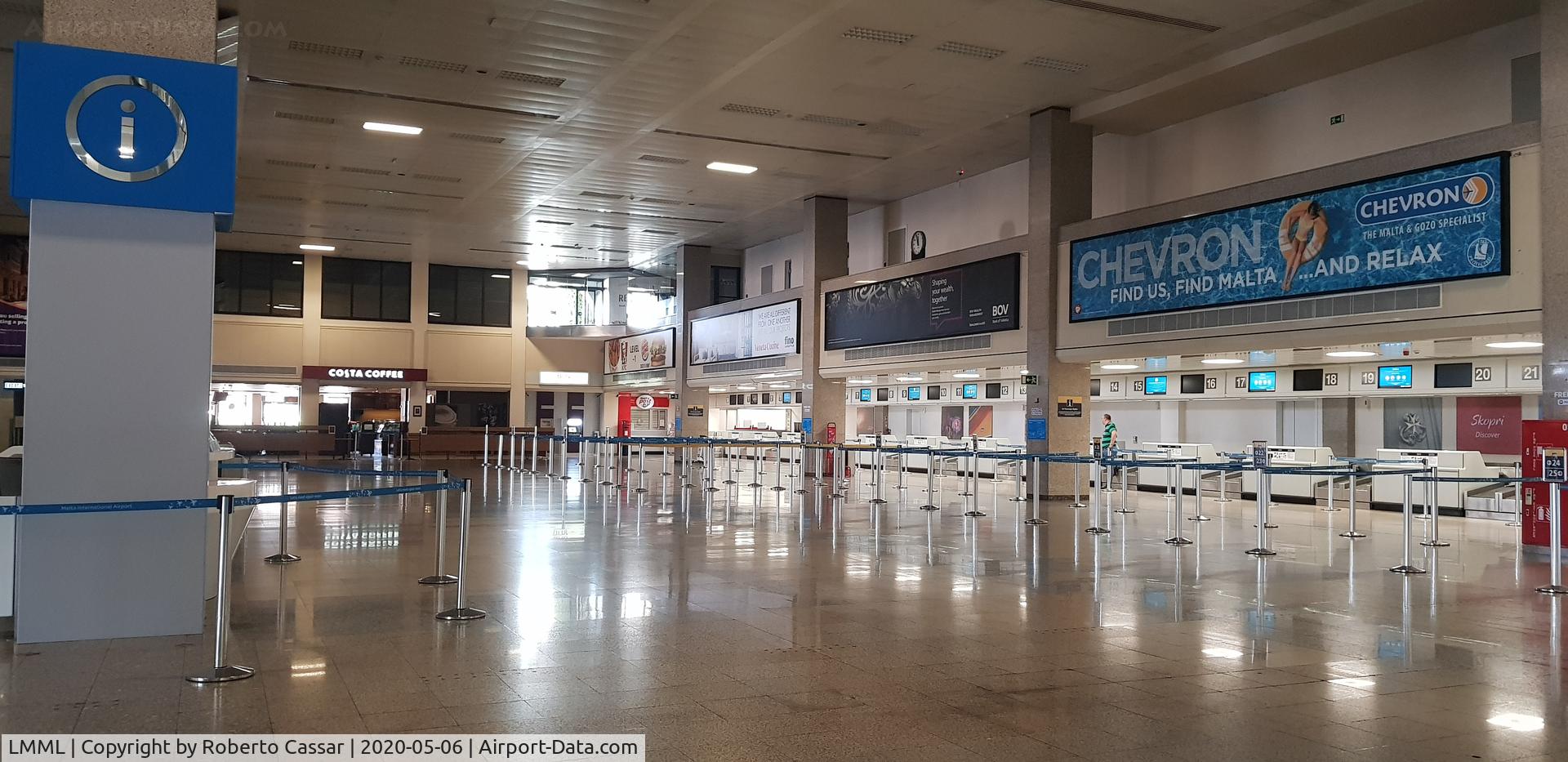Malta International Airport (Luqa Airport), Luqa Malta (LMML) - Malta International Airport, Terminal Check-In Area Empty during COVID-19 Closure in 2020.